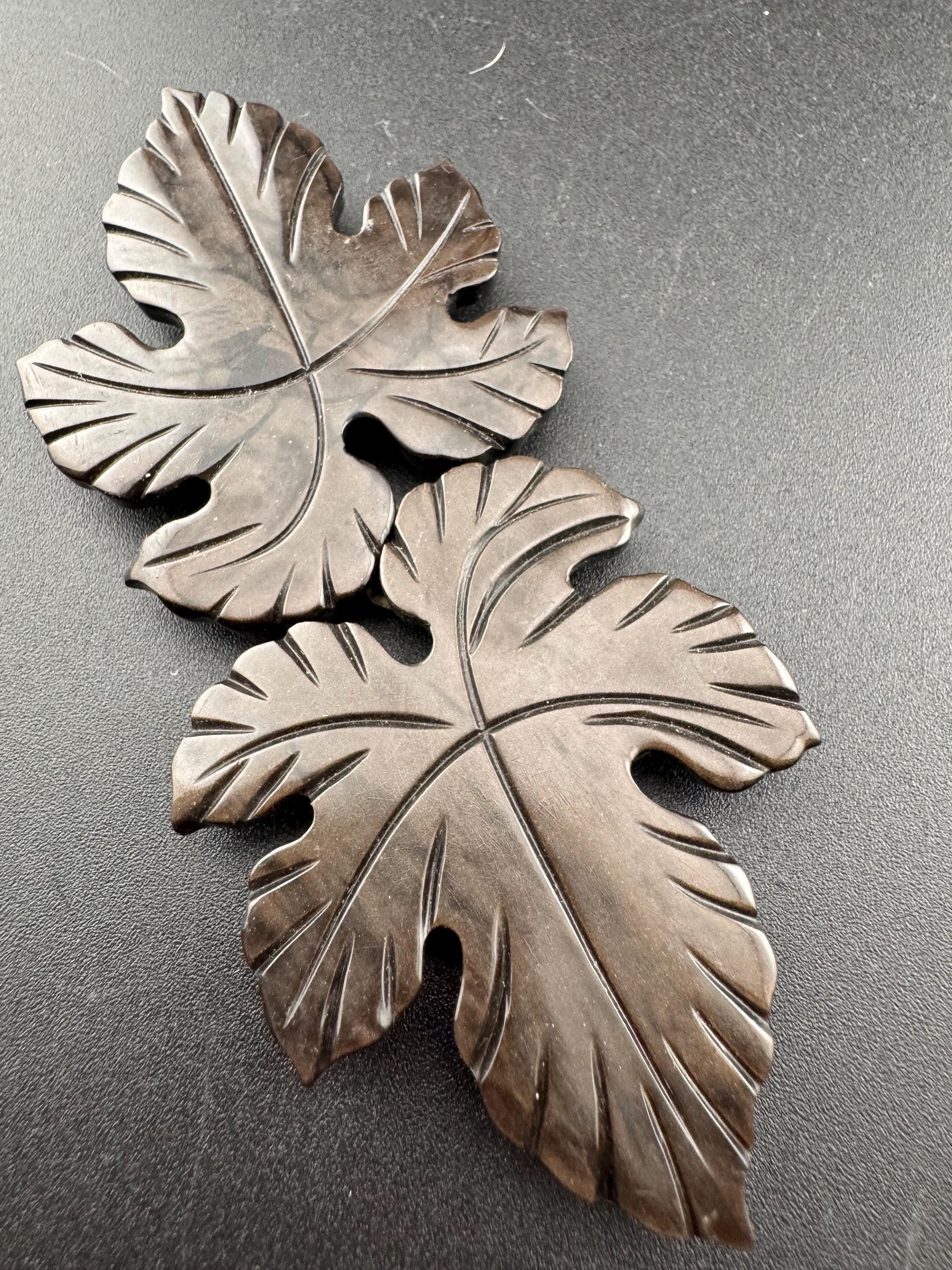 True Art Deco 2 part BROWN early plastic leaf  belt buckle