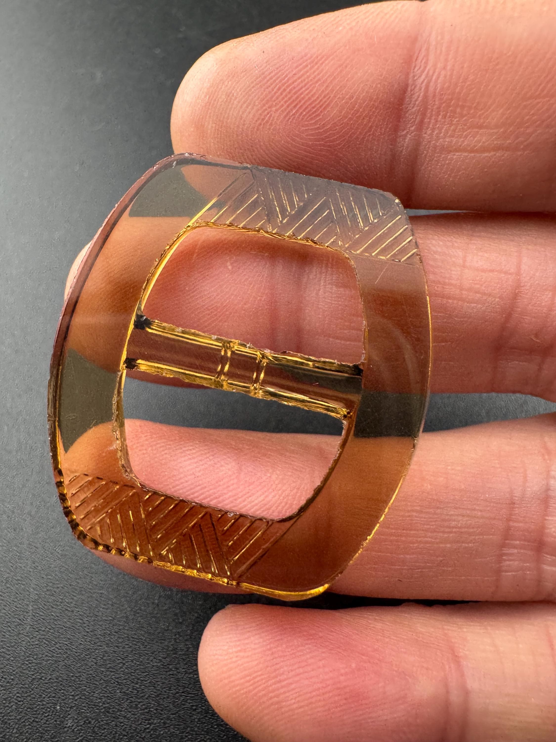 Czech taupe brown pressed Glass vintage Antique belt buckle Haberdashery Sewing dressmaking