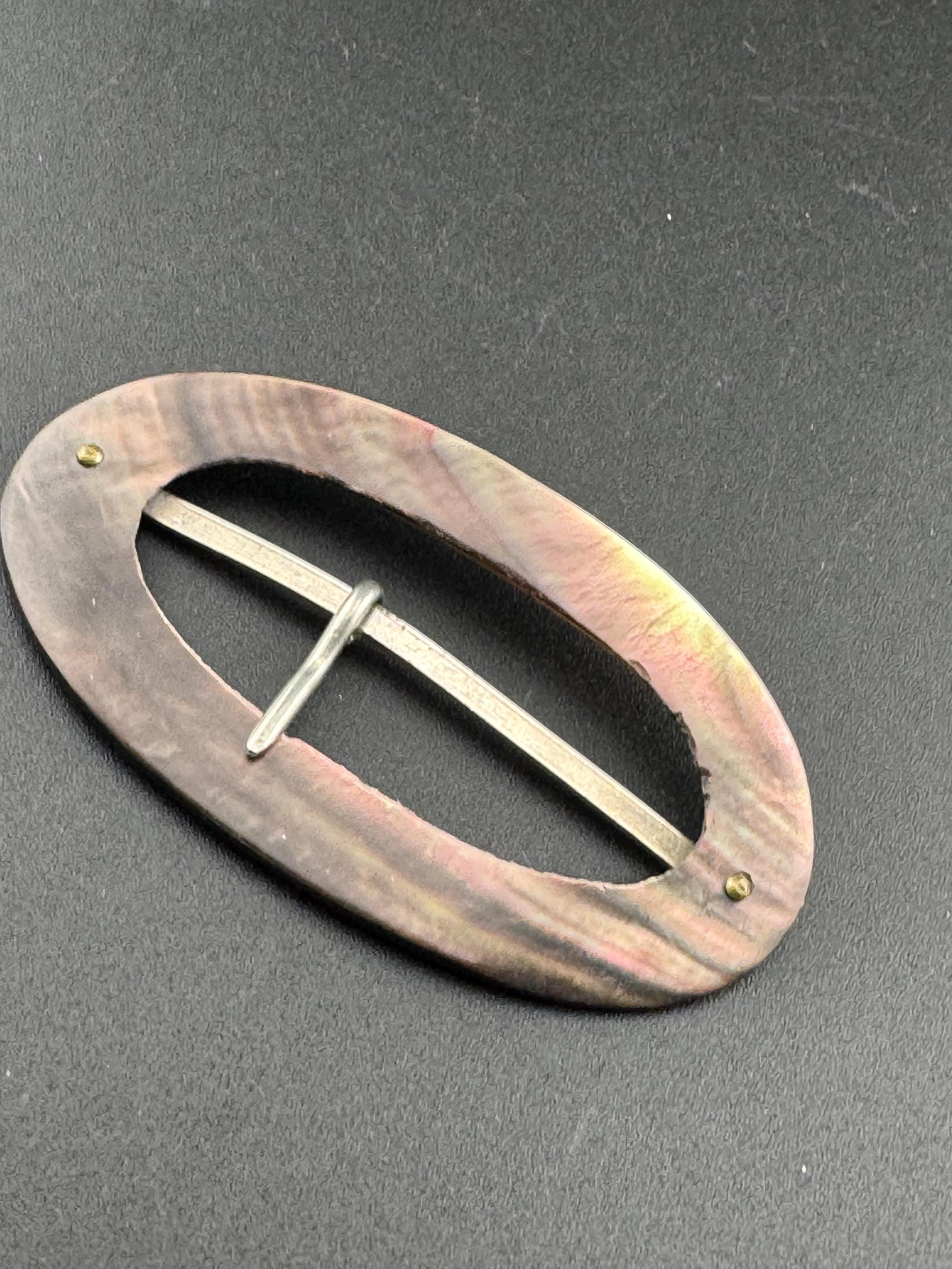 Large oval mother of Pearl antique shell shoe Belt Buckle Victorian