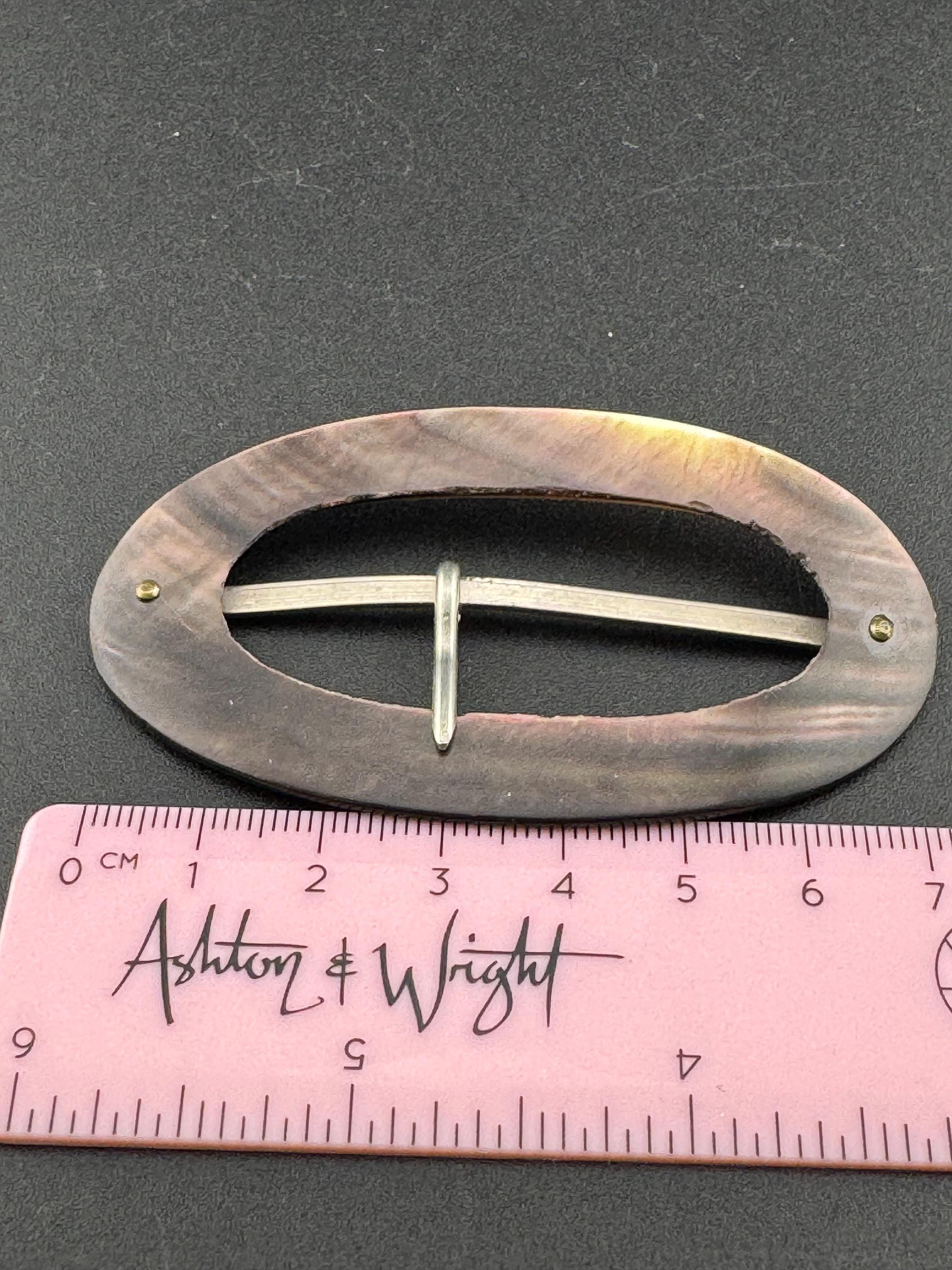 Large oval mother of Pearl antique shell shoe Belt Buckle Victorian