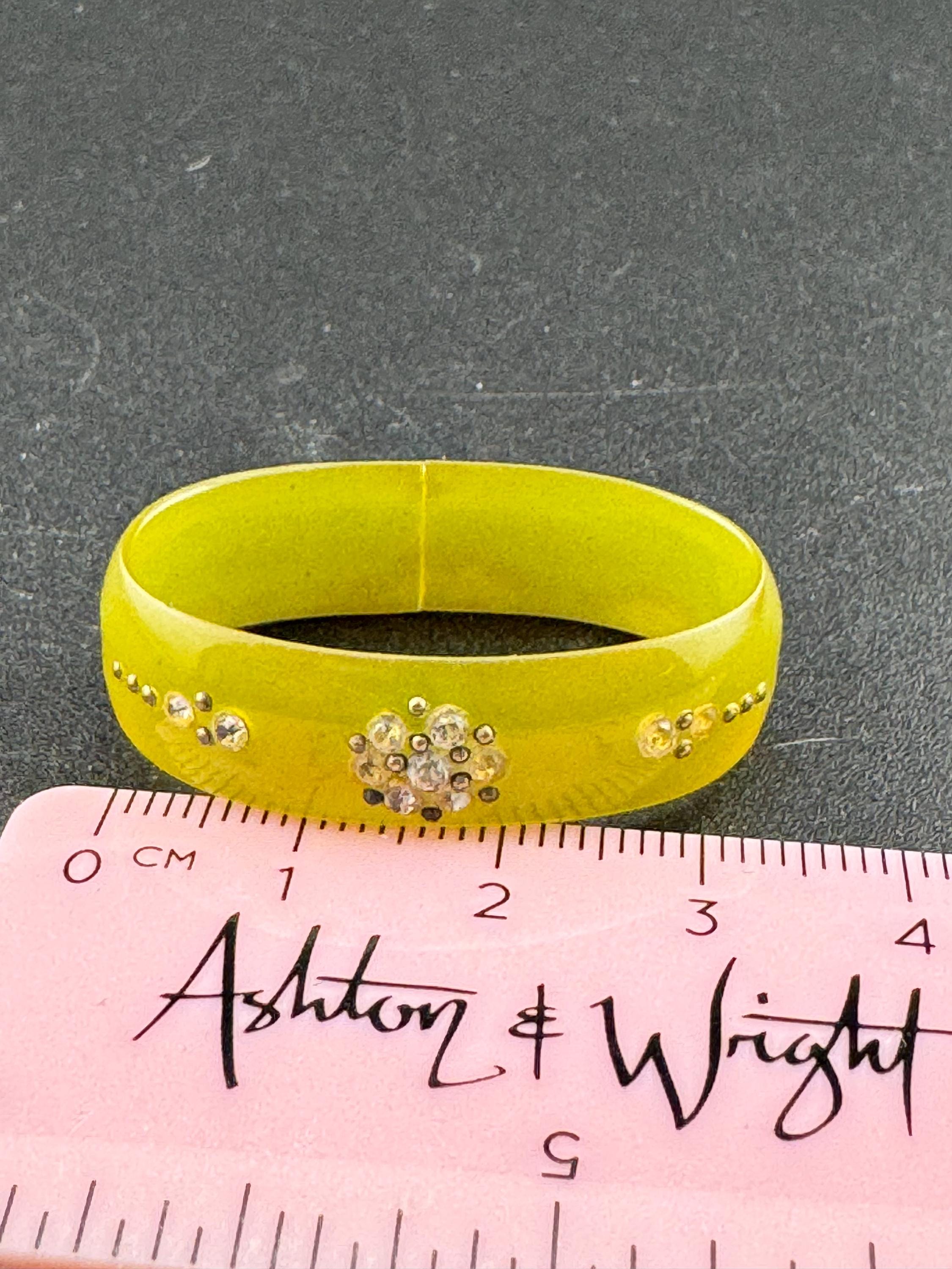 Art Deco Celluloid Early Plastic green Scarf Ring clear diamanté Bakelite pique work 1920s 1930s antique