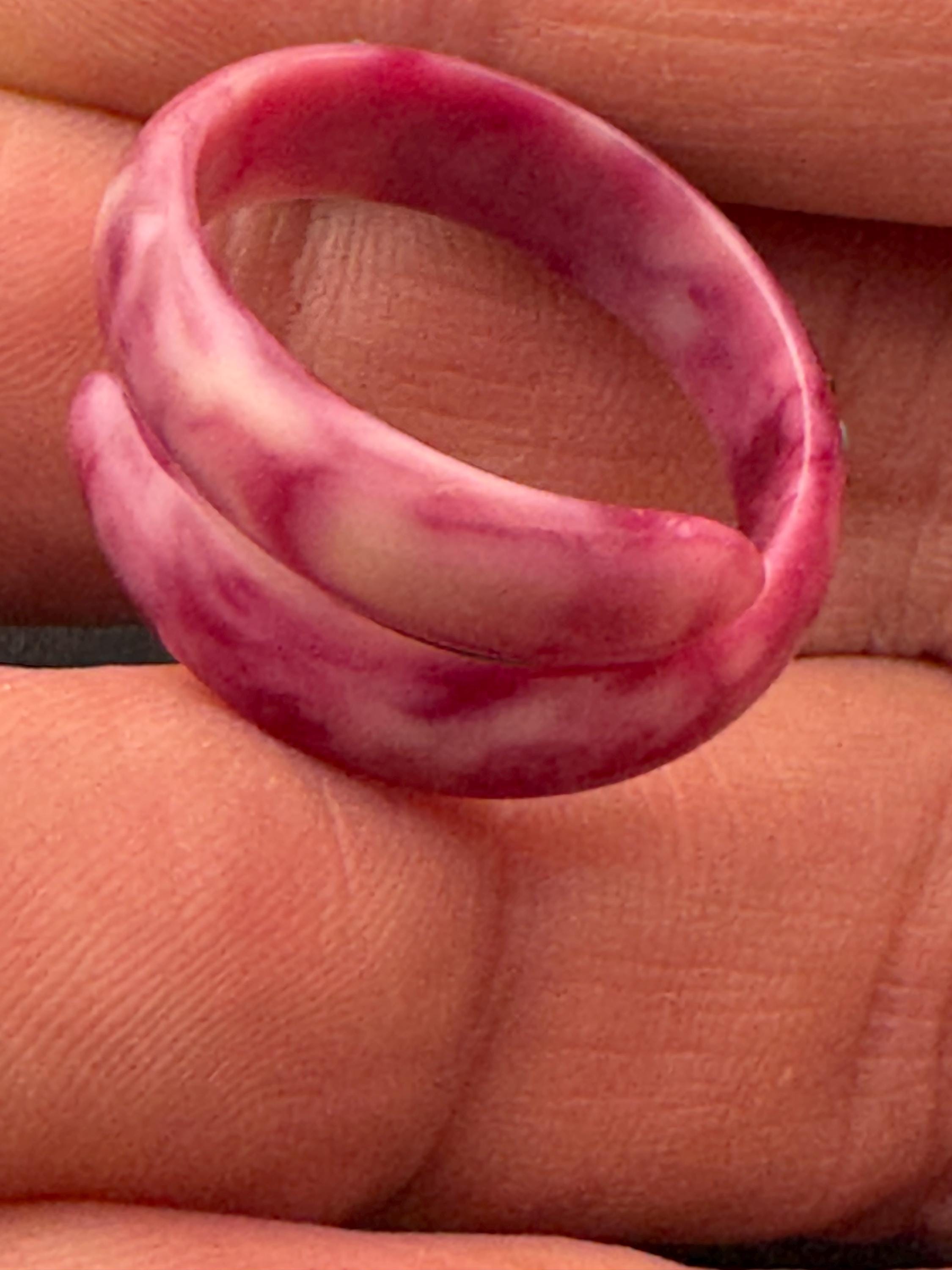 Art Deco Celluloid Early Plastic pink turquoise Scarf Ring clear diamanté Bakelite pique work 1920s 1930s antique