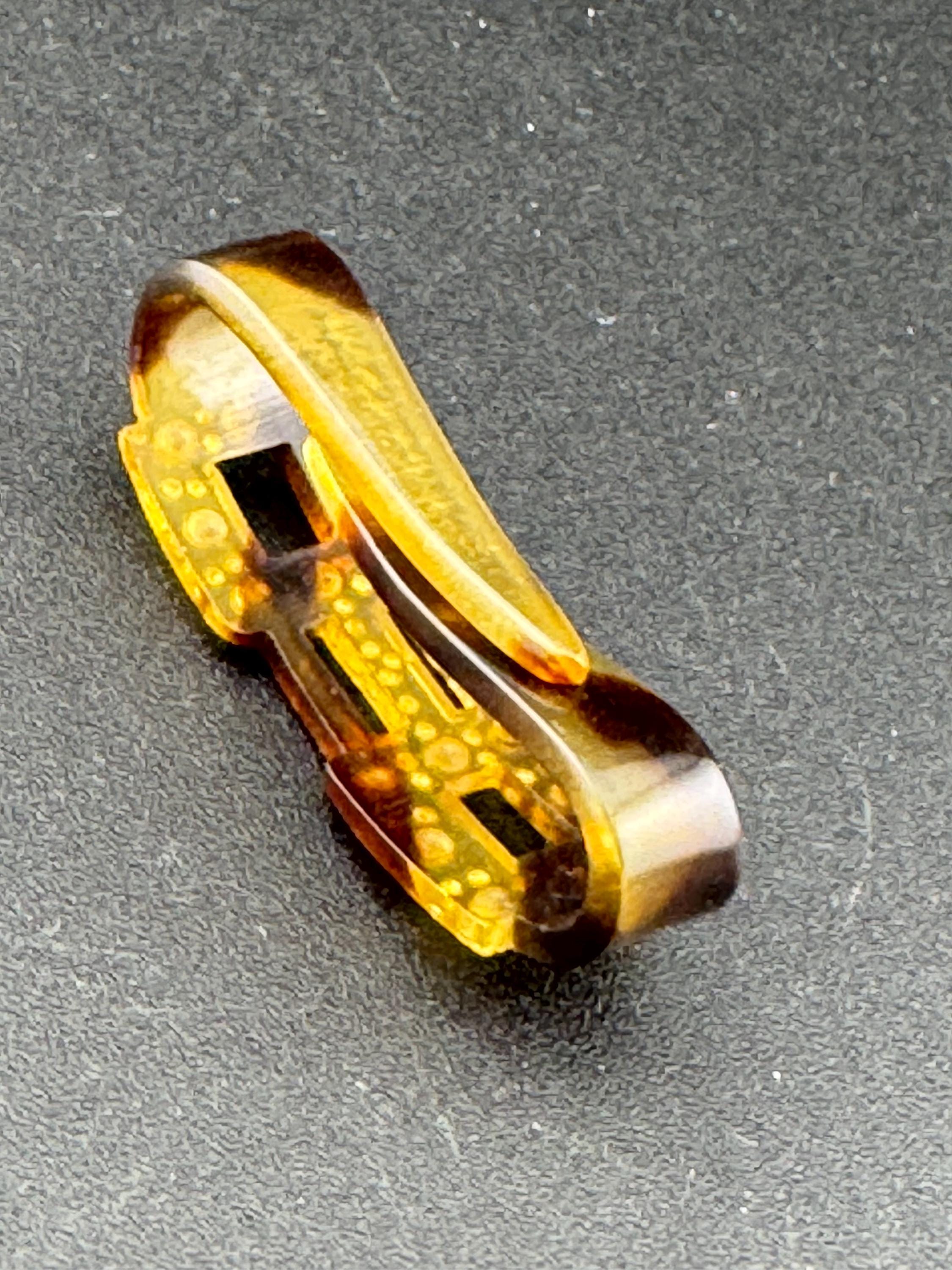 Art Deco Celluloid Early Plastic brown faux tortoiseshell Scarf Ring clear diamanté Bakelite pique work 1920s 1930s antique
