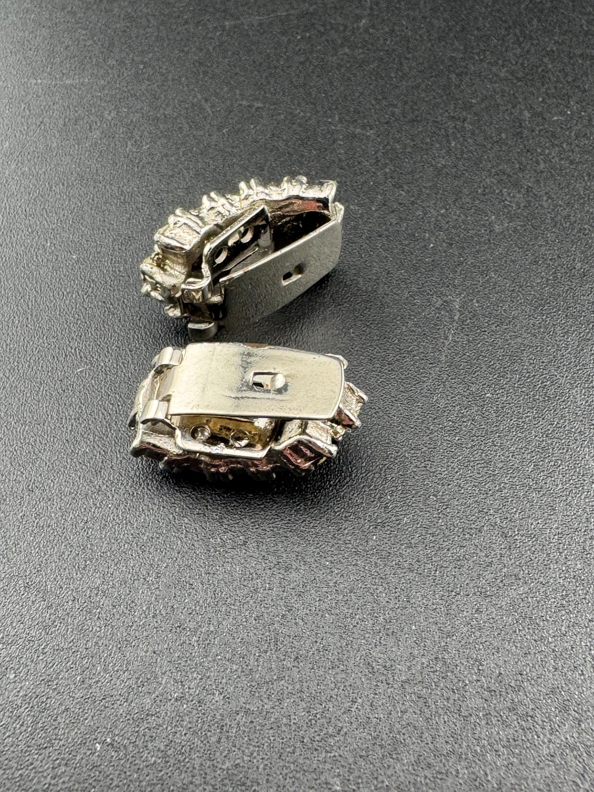 Small dainty signed BLUETTE Made in France Pair of small Diamanté shoe clips French Art Deco Style can be used for dresses too