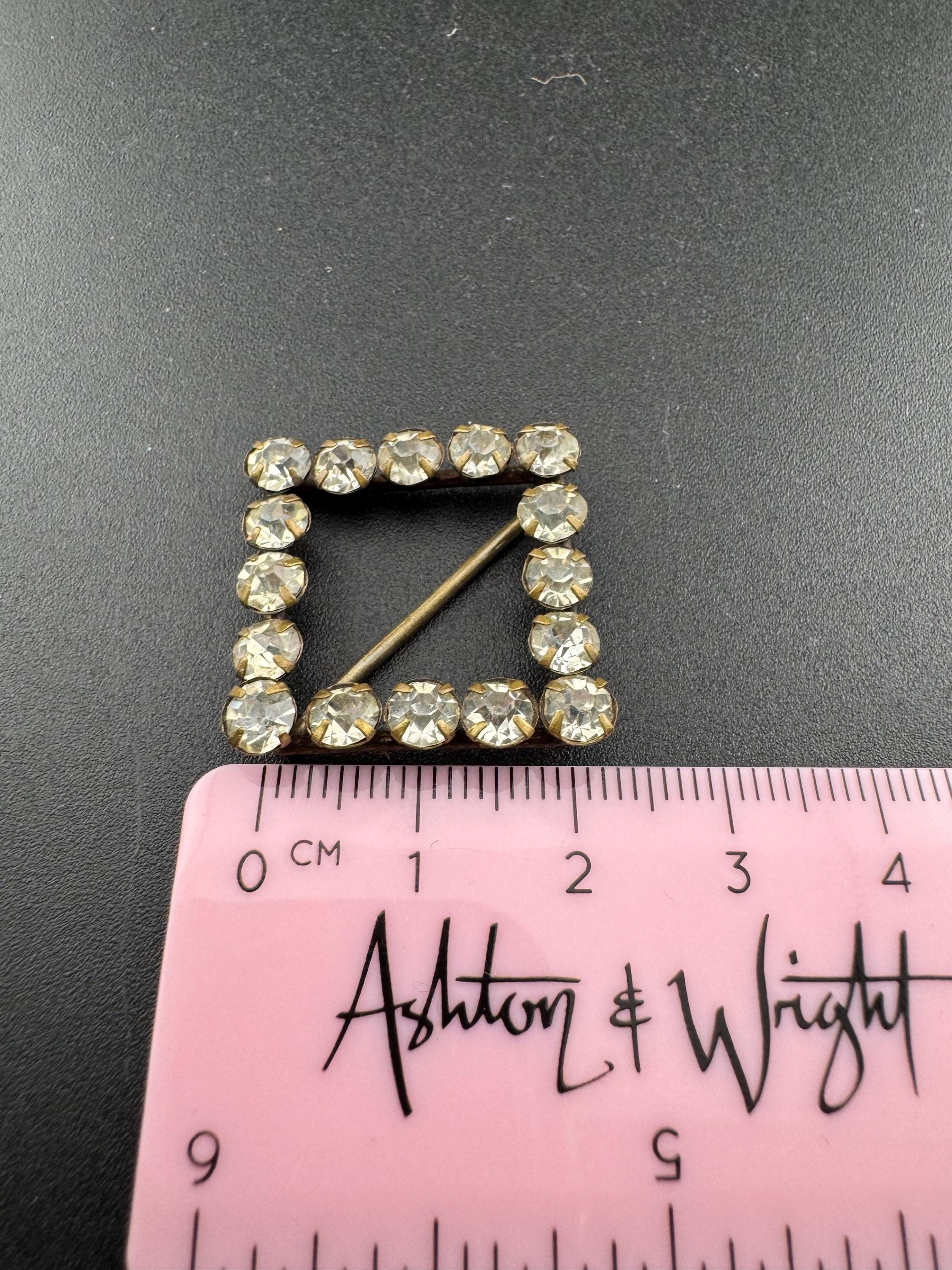 As found small Antique Victorian Rhinestone Glass Paste belt Buckle Adornment