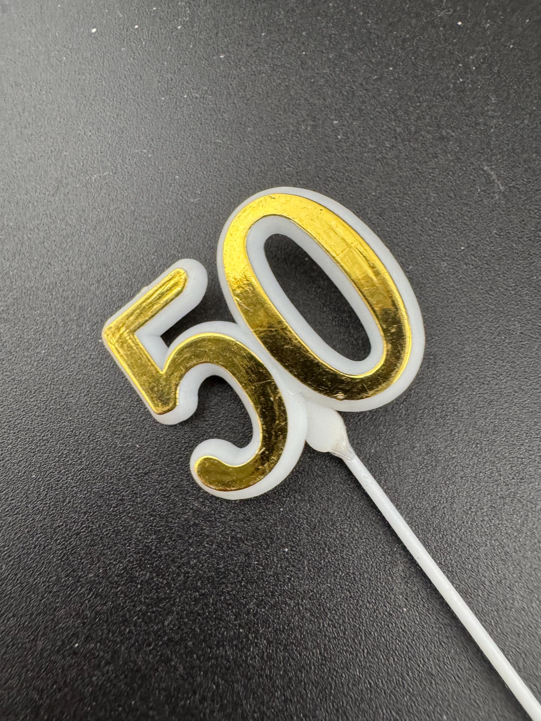 Vintage traditional 50th golden wedding anniversary cake topper decoration embossed metal birthday