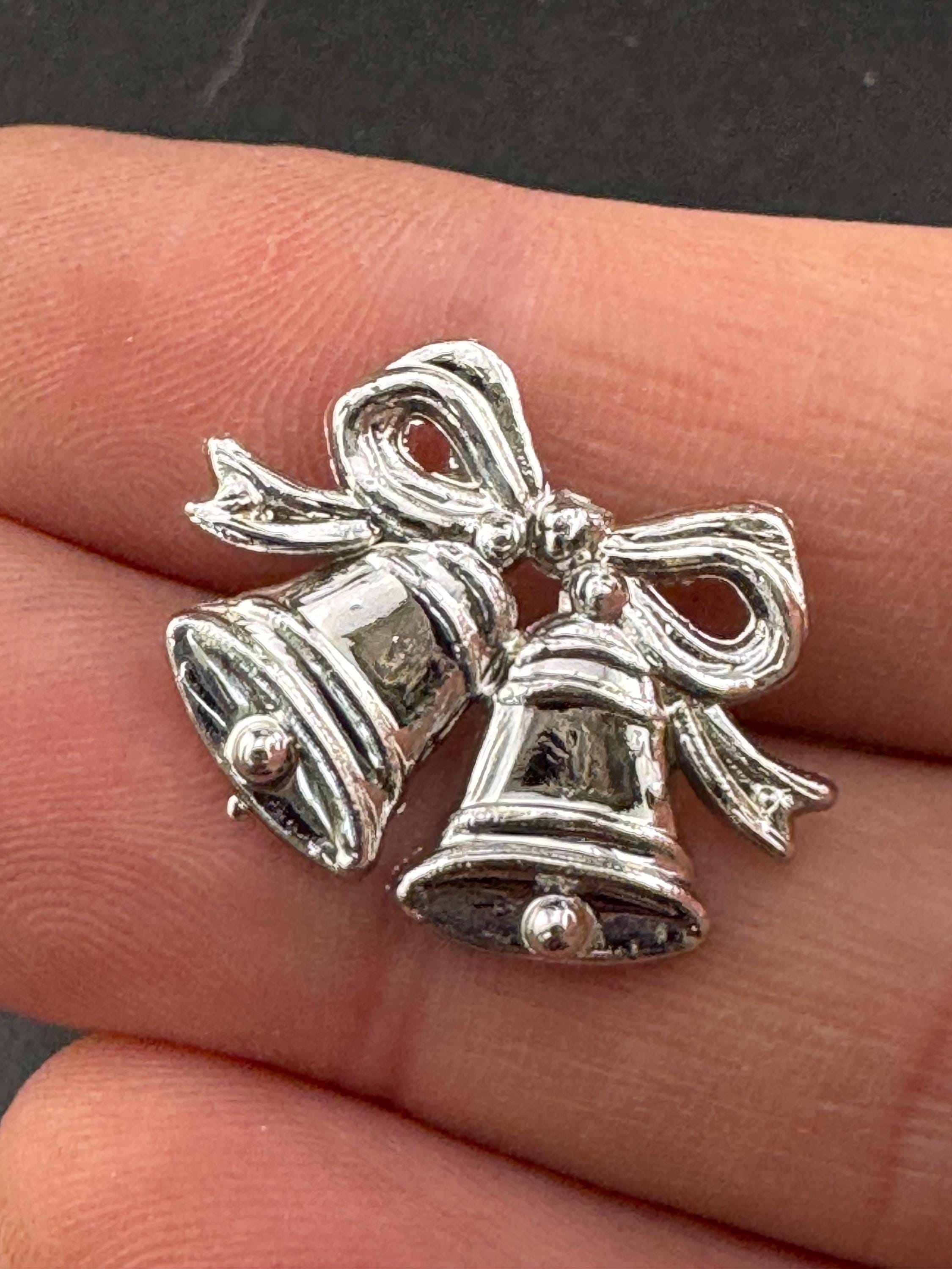 Vintage traditional 2cm silver plastic Wedding Bells Cake topper decorations