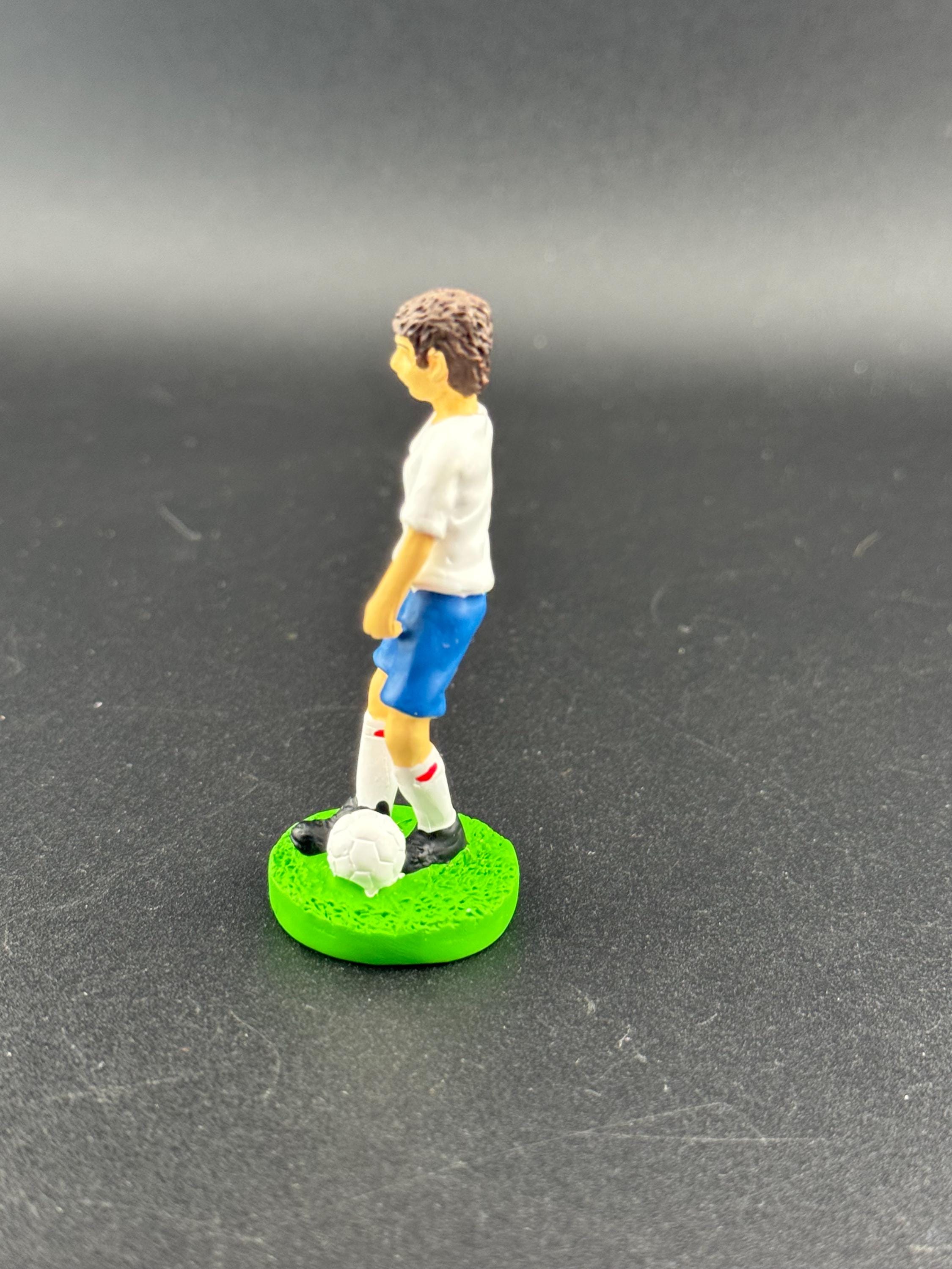 men’s footballer birthday cake topper, novelty sports, man playing football figure decoration