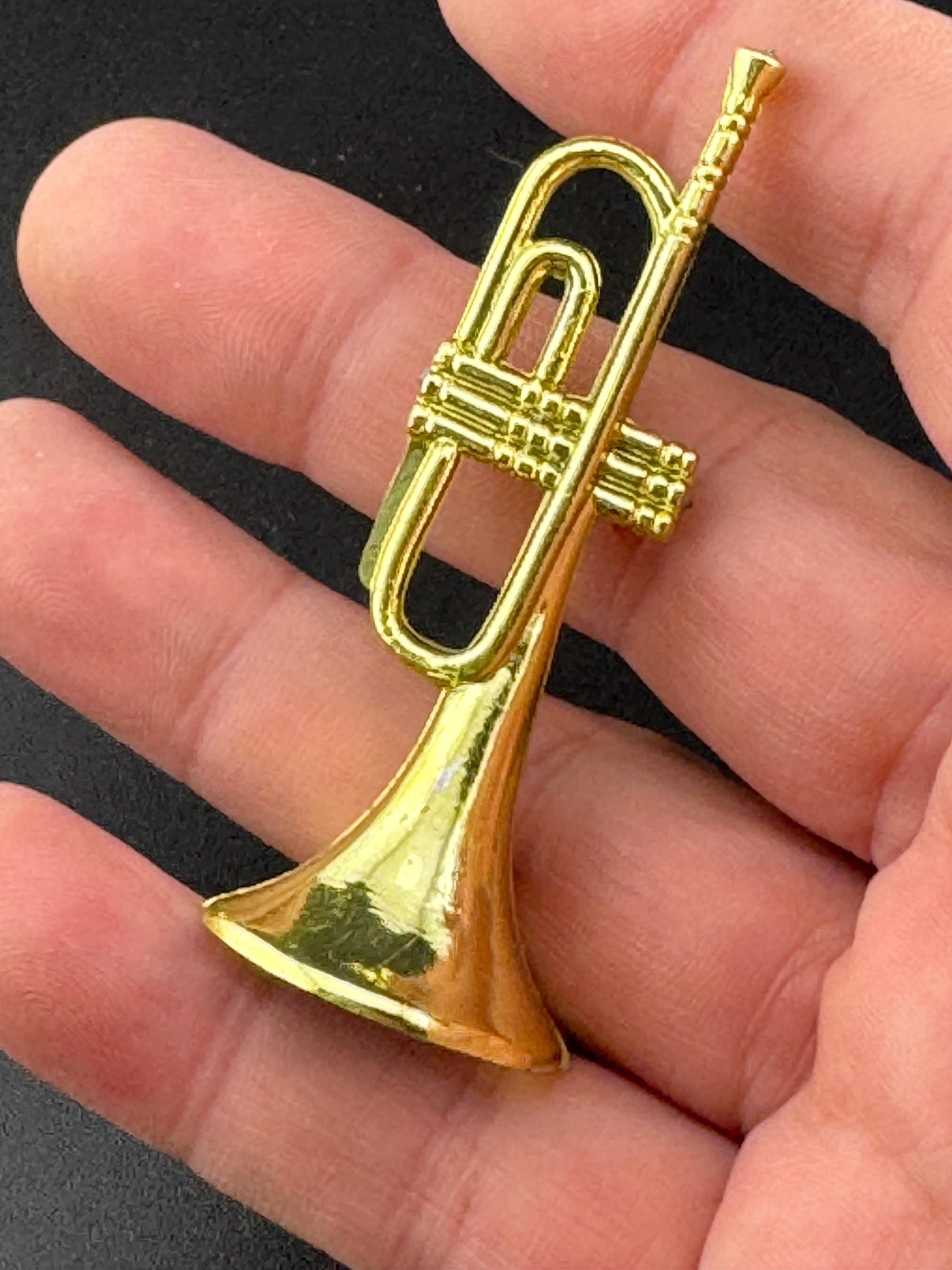 miniature gold trumpet birthday cake topper  musical instruments baking craft decorations