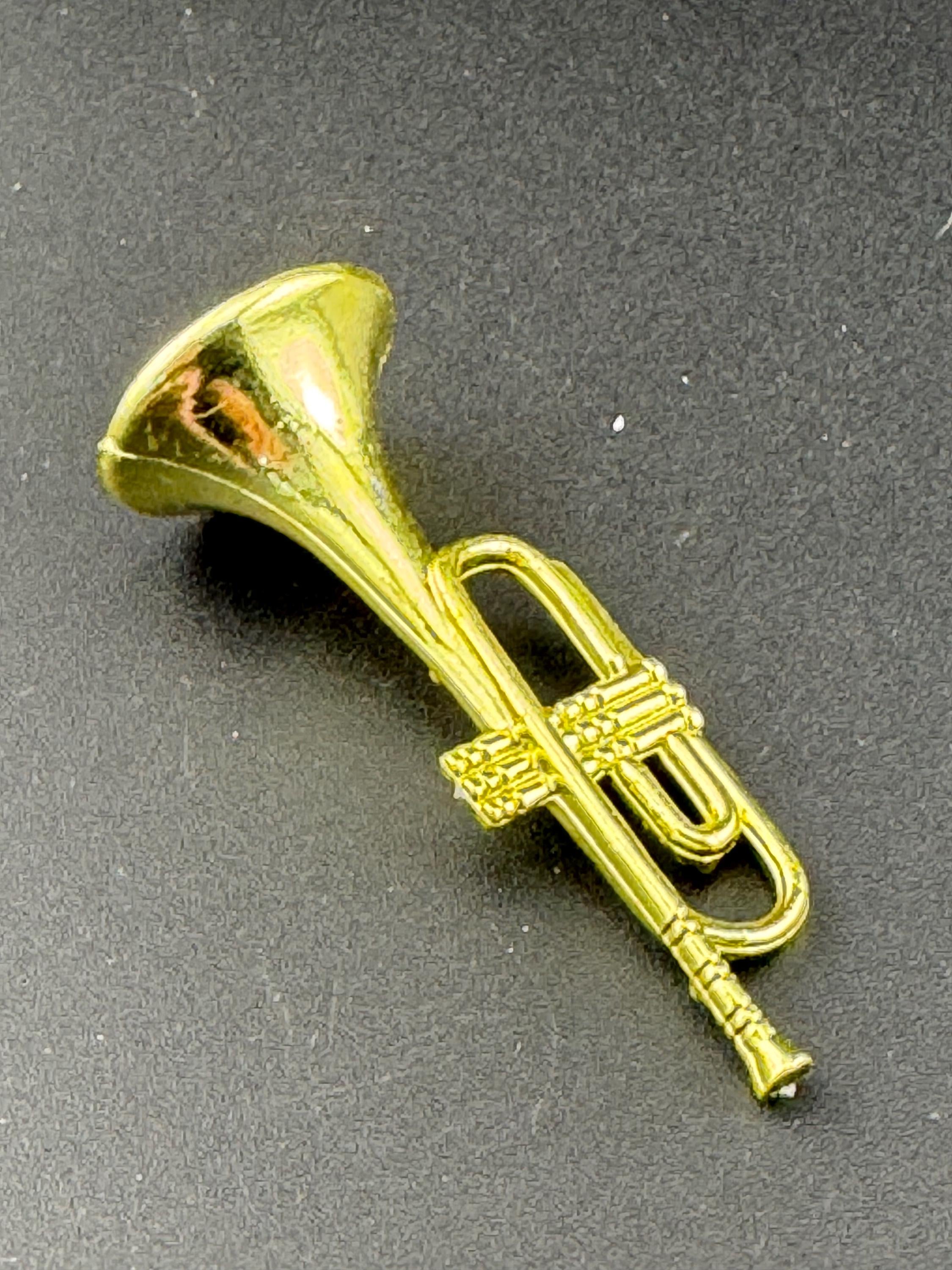 miniature gold trumpet birthday cake topper  musical instruments baking craft decorations