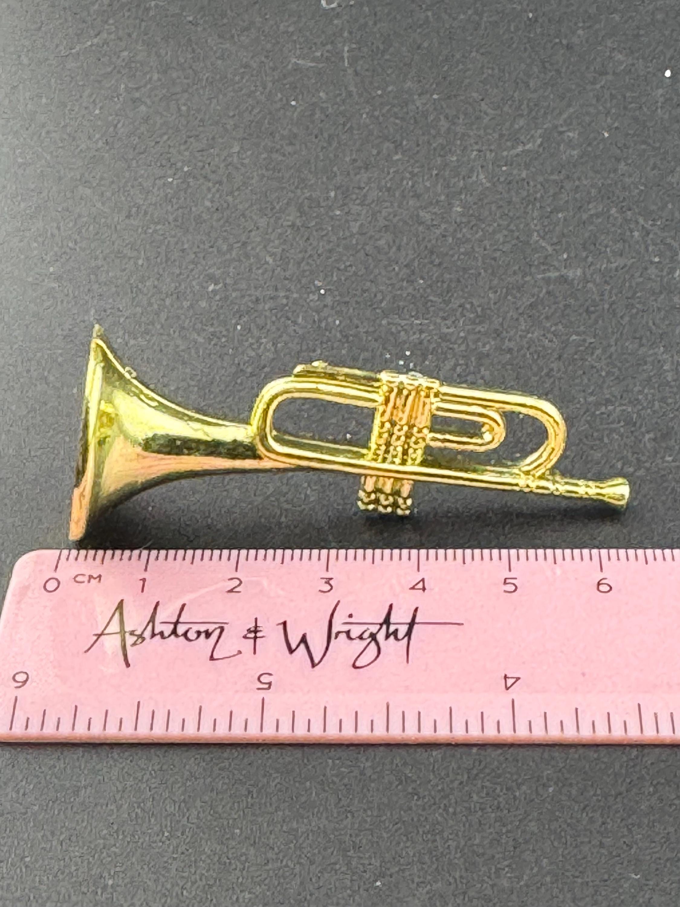 miniature gold trumpet birthday cake topper  musical instruments baking craft decorations