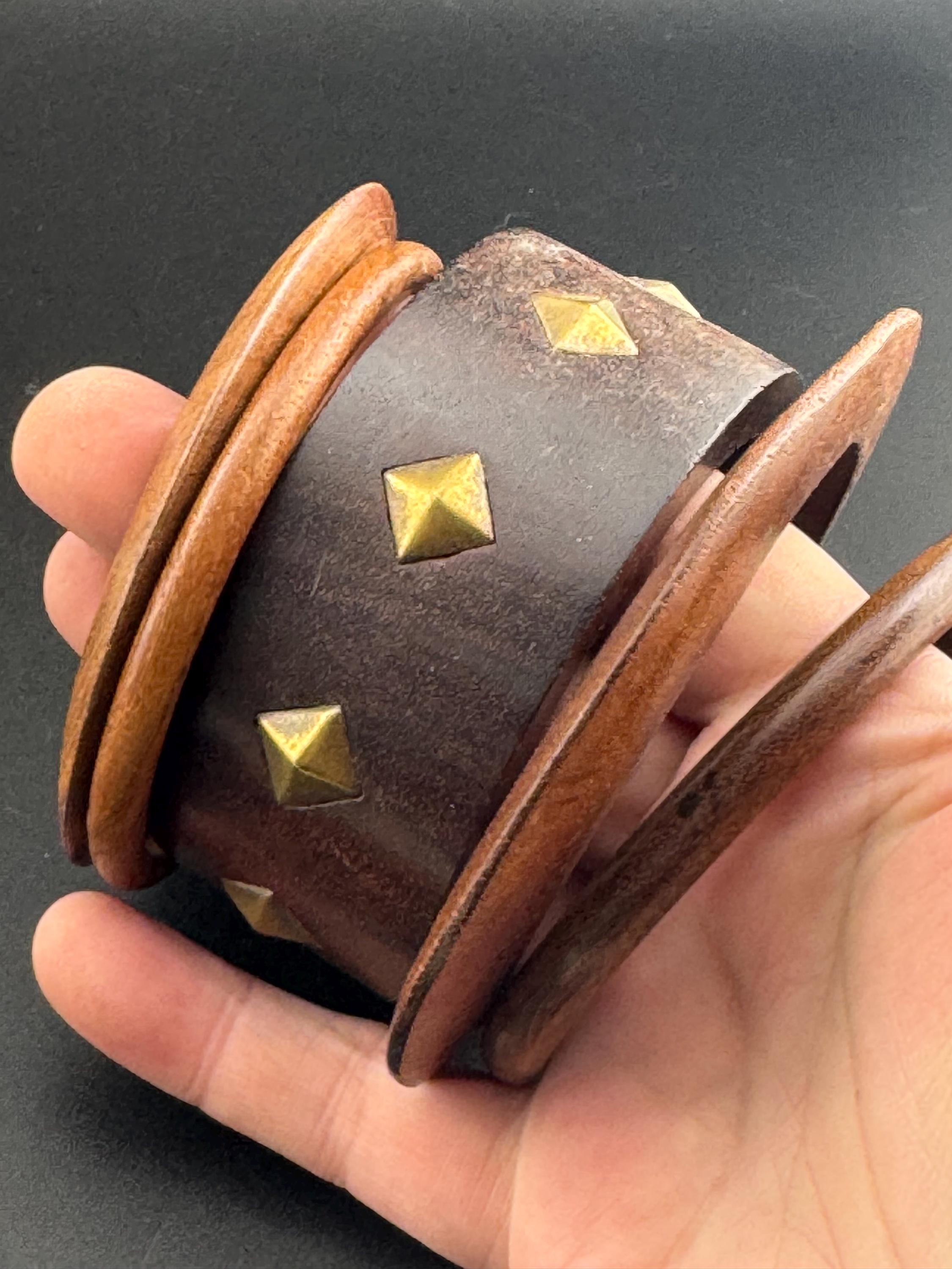 5 x vintage wooden stacking bangles in brown natural shades ethnic tribal boho festival bracelets