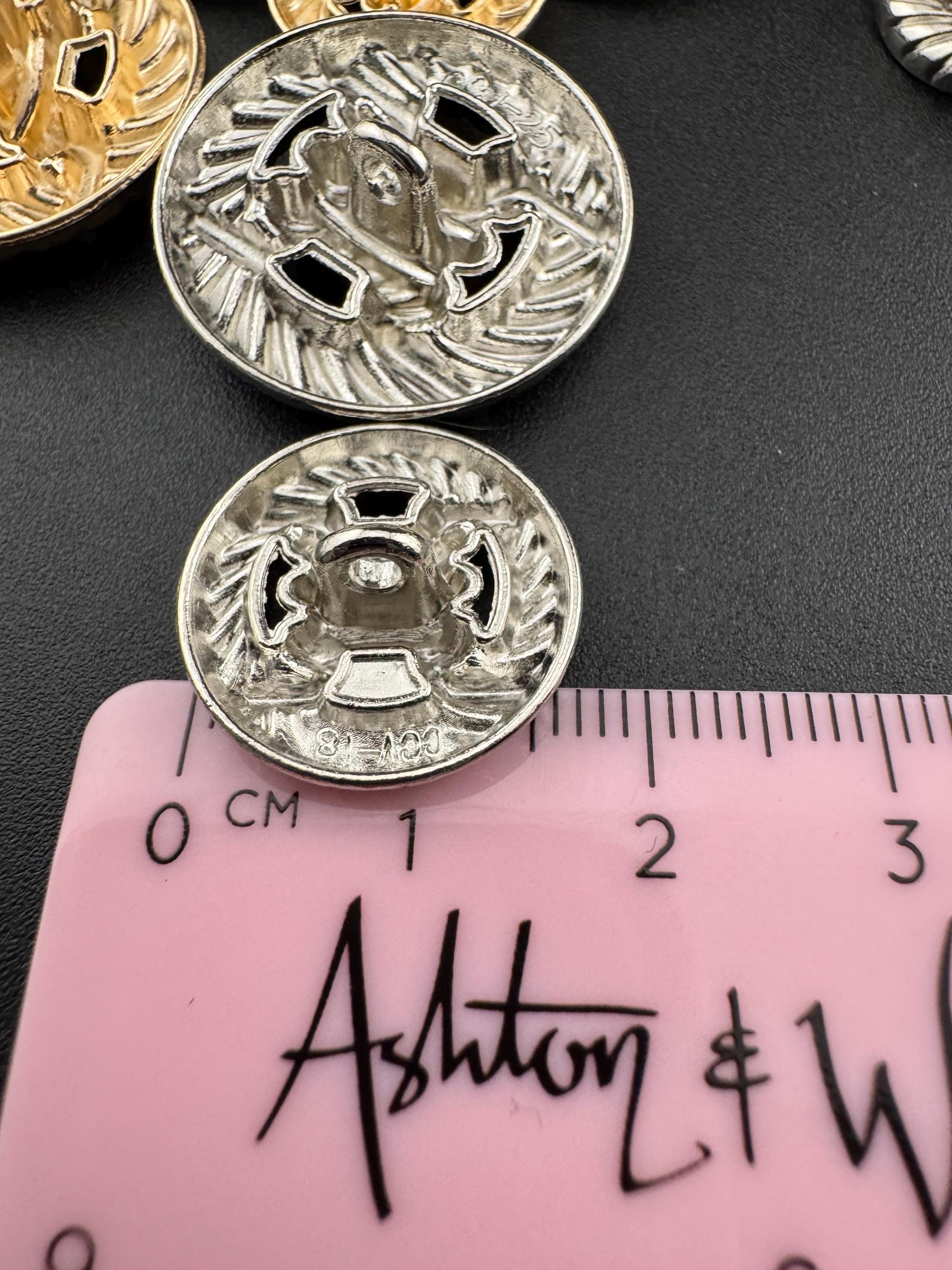 nautical rope buttons, pack of 5 silver or gold tone, 18mm & 25mm with metal shanks, seaside sewing style choose your finish / size