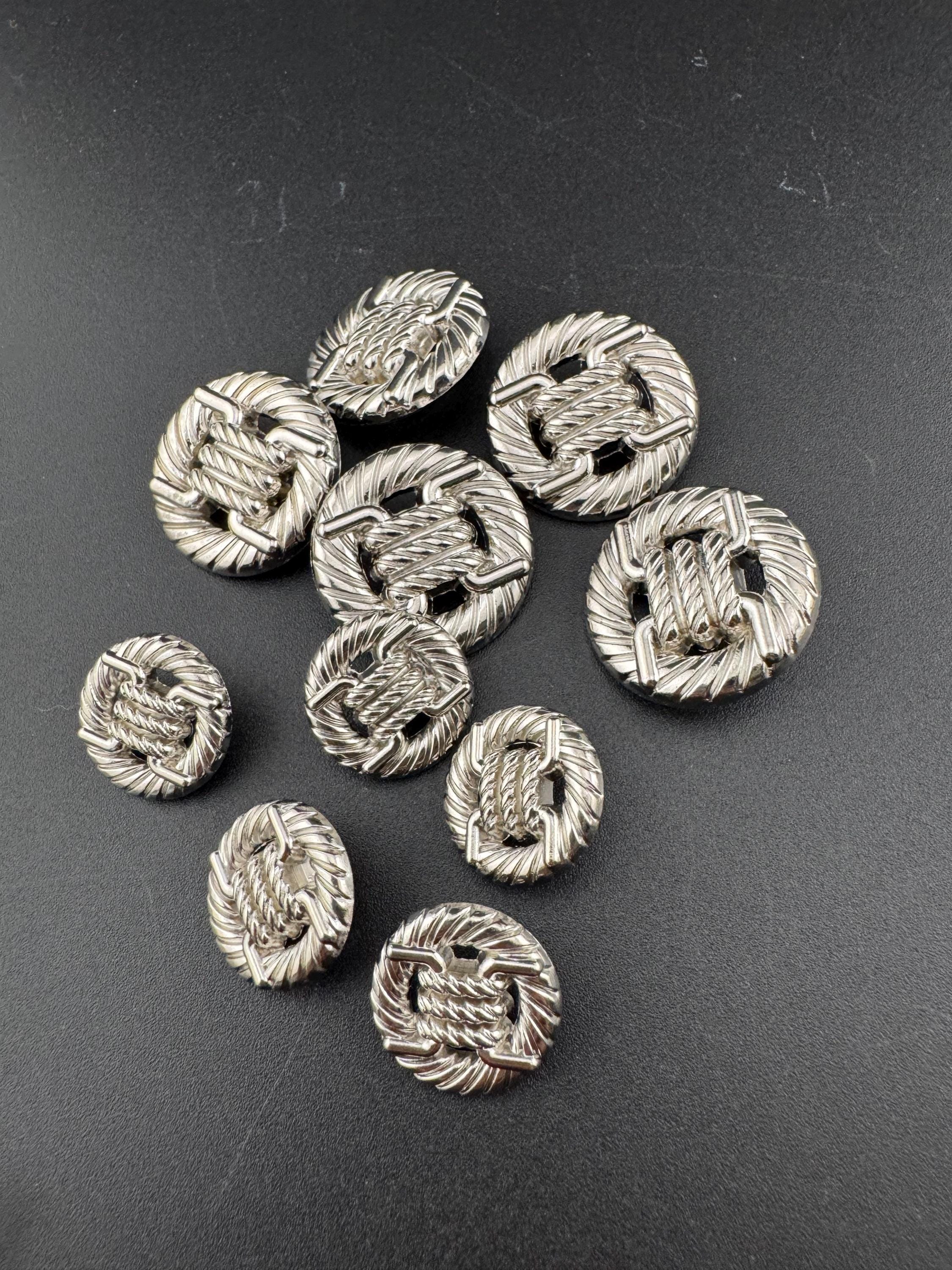 nautical rope buttons, pack of 5 silver or gold tone, 18mm & 25mm with metal shanks, seaside sewing style choose your finish / size