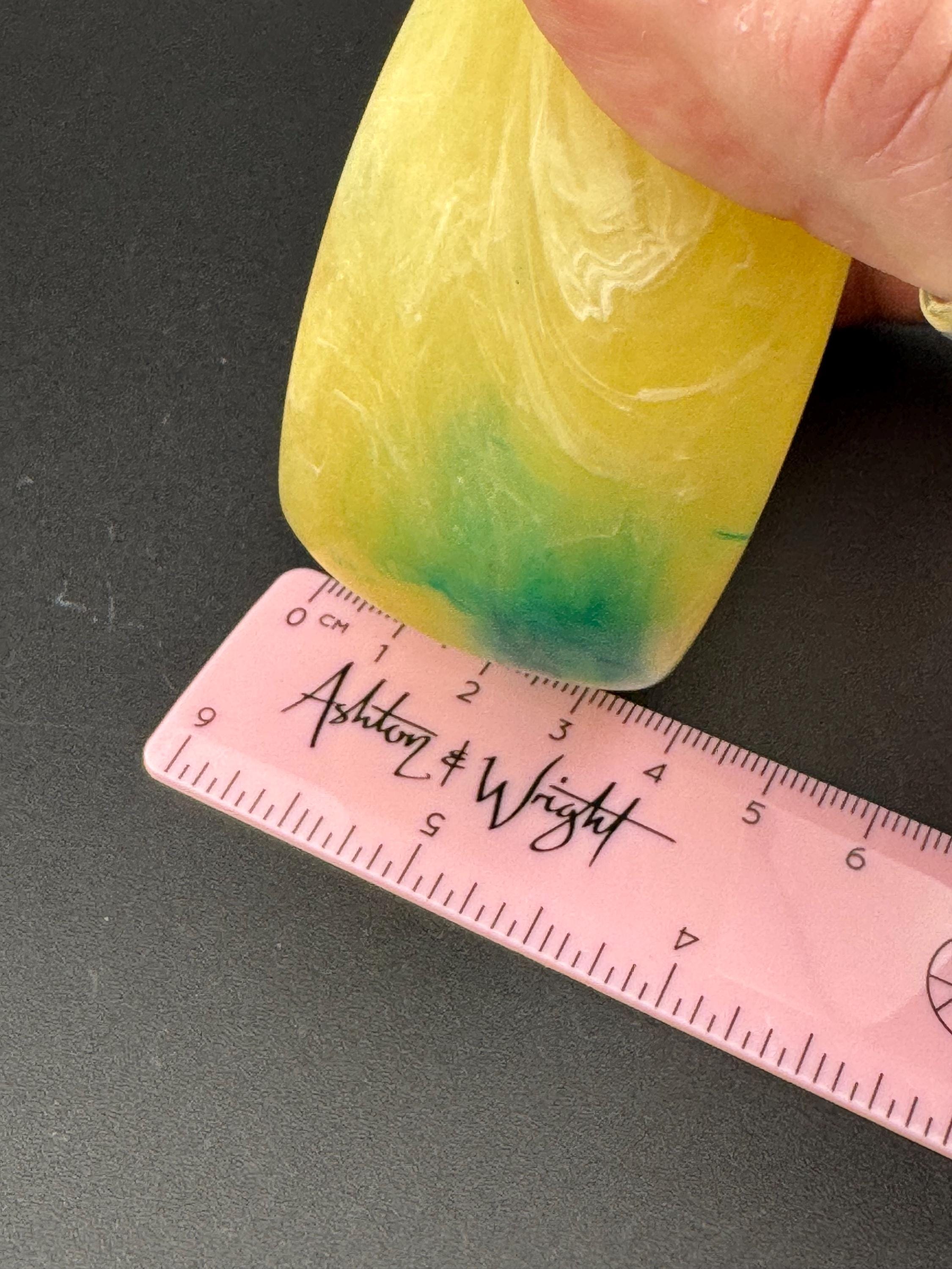 Vintage marbled light green plastic abstract wide cuff bangle bracelet