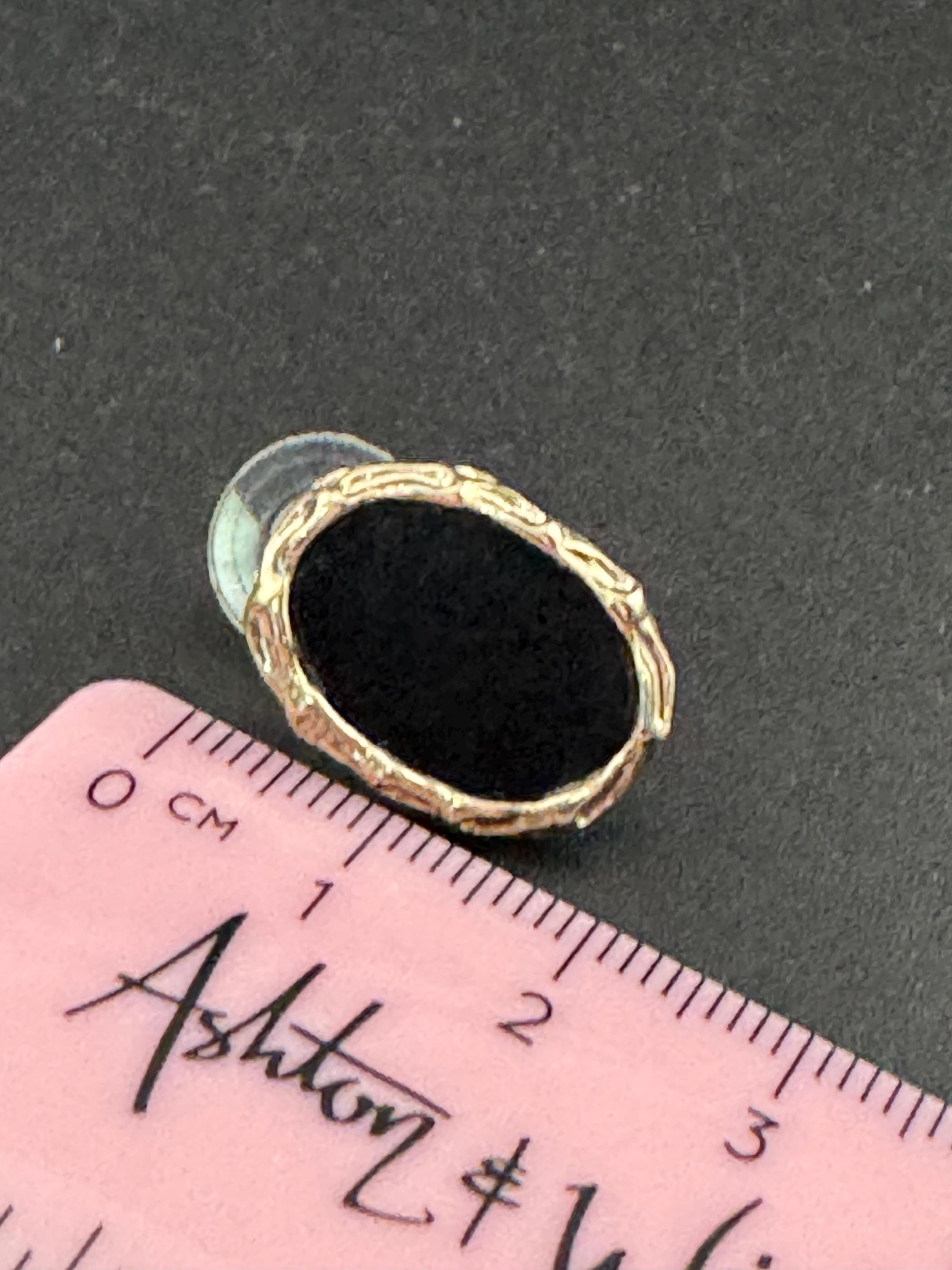 Vintage Gold plated Black enamel pair oval shaped stud earrings pierced, statement power dress y2k