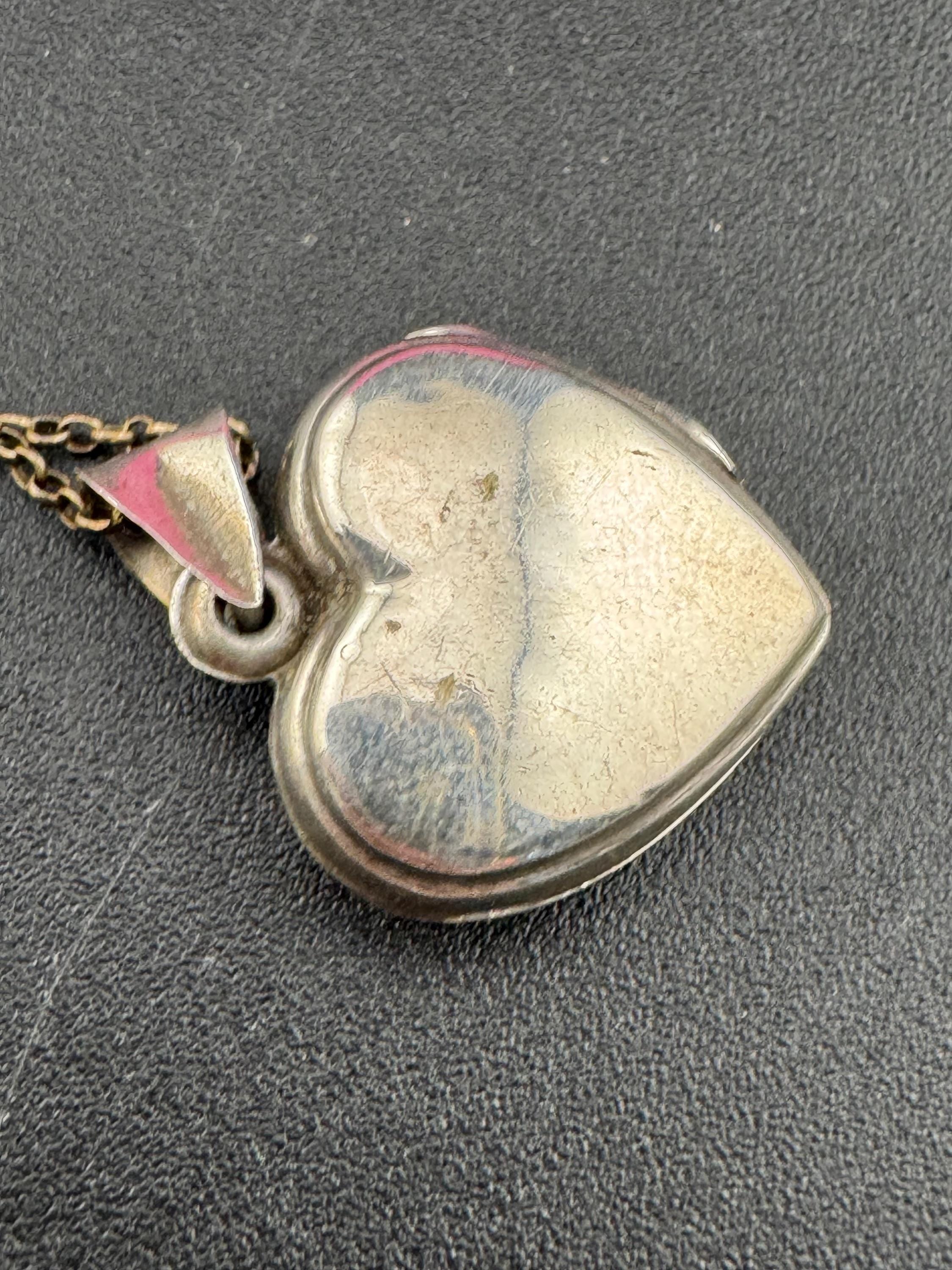Vintage small heart silver photo Locket with engraved design, memorial keepsake stamped on a 925 silver chain