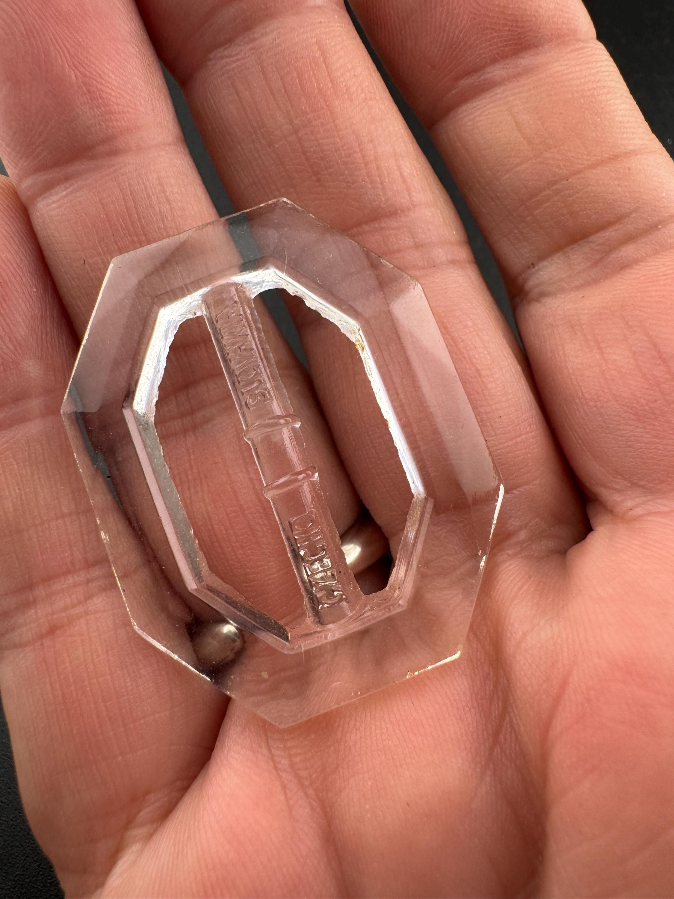 SLOVAKIA Czech Glass vintage Antique clear pressed glass belt buckle Haberdashery Sewing dressmaking