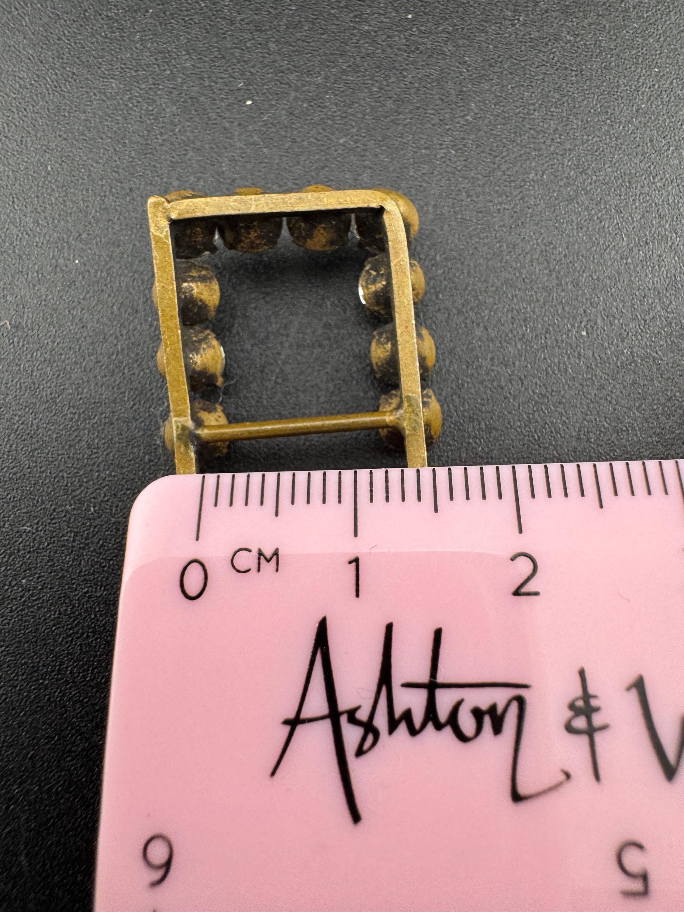 Rectangular small Antique Victorian Rhinestone Glass Paste slider belt Buckle Adornment