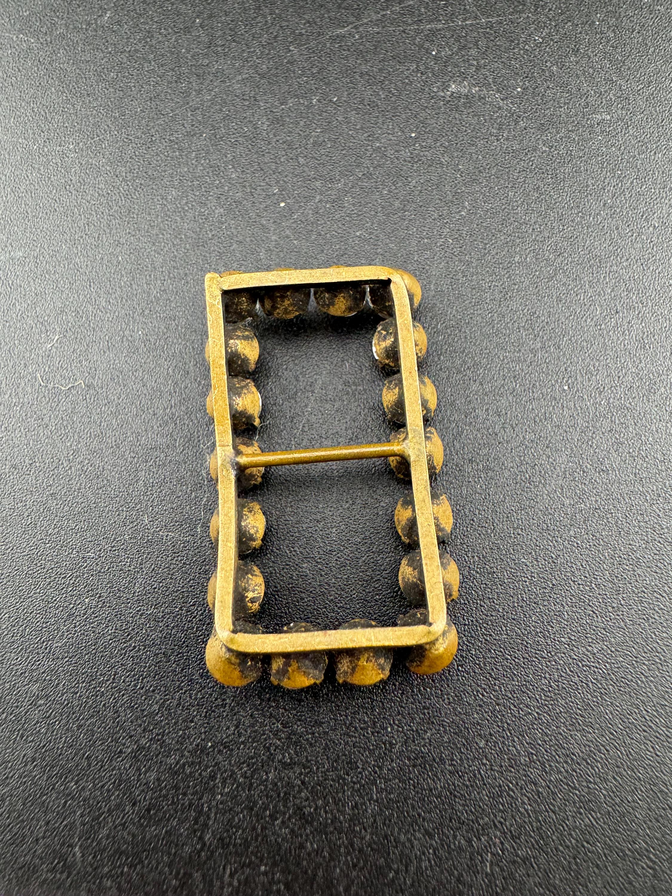 Rectangular small Antique Victorian Rhinestone Glass Paste slider belt Buckle Adornment