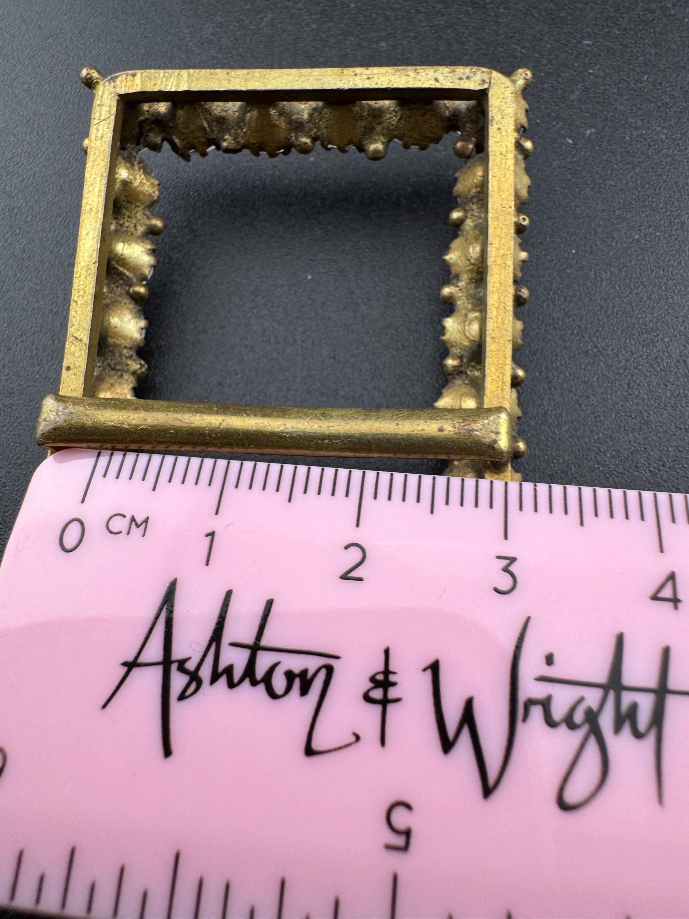 Rectangular large Antique Victorian Rhinestone Glass Paste slider belt Buckle Adornment