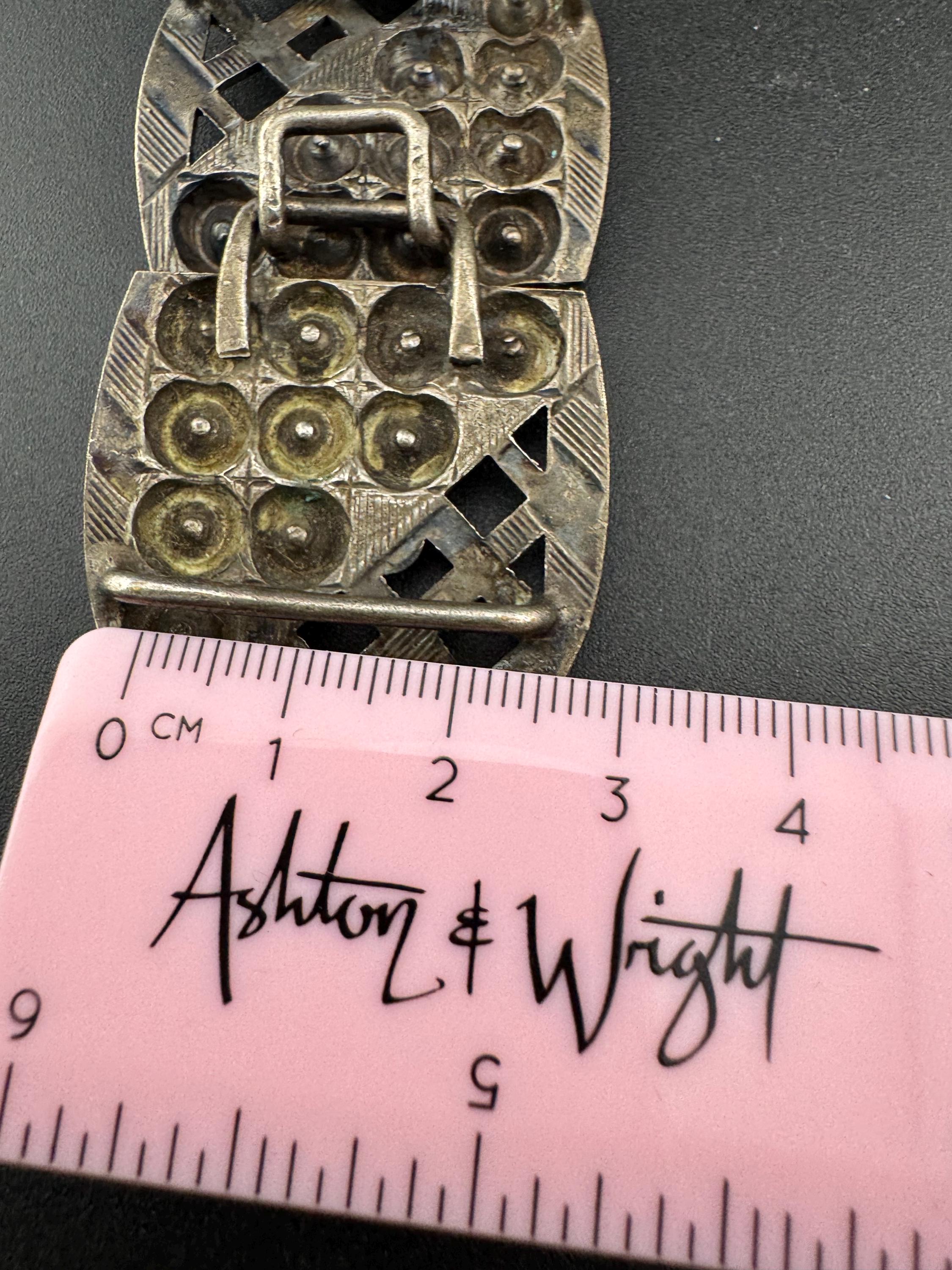 2 part diamanté art deco gold metal belt buckle antique rhinestones