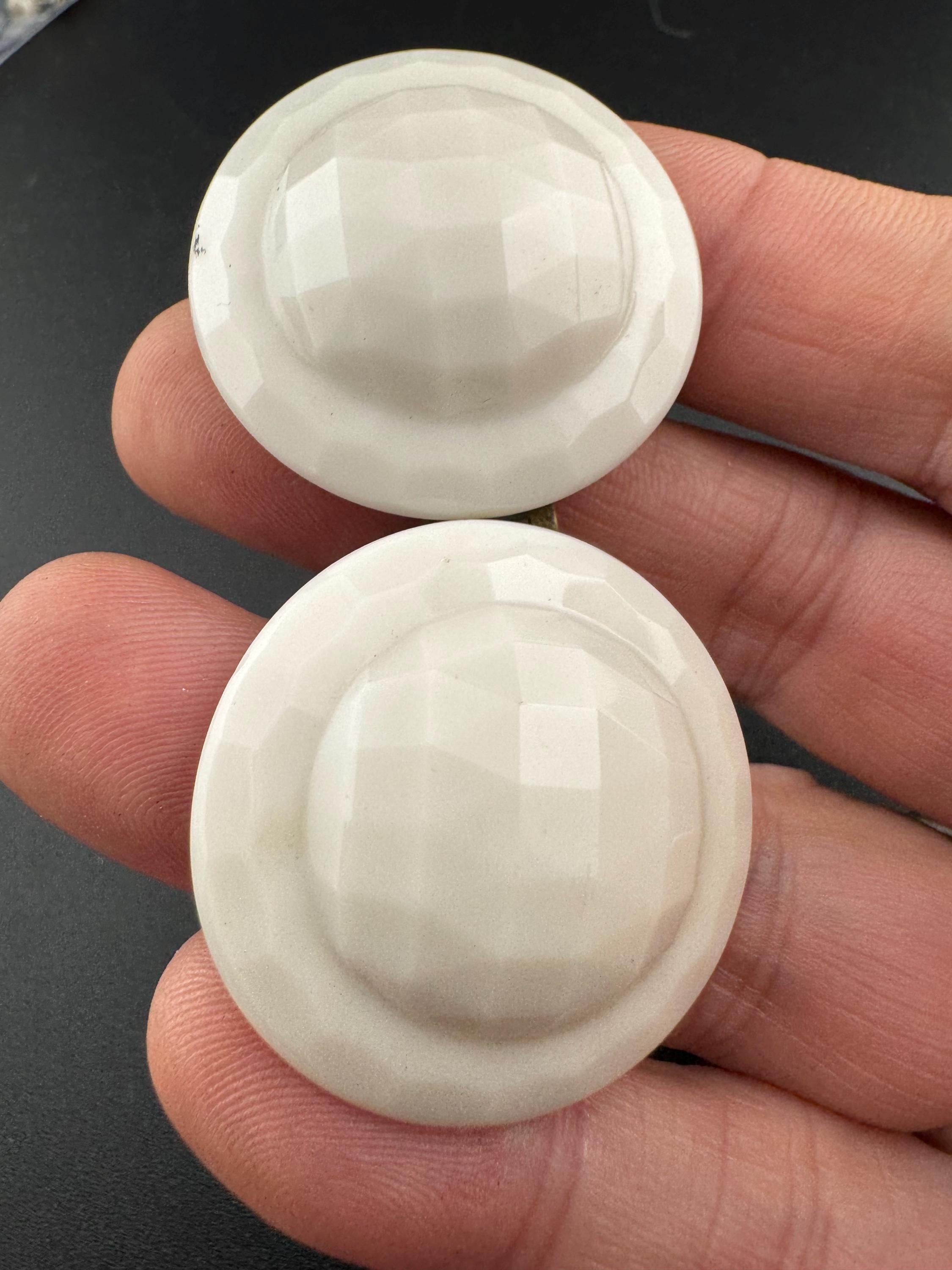 Antique 2 part Czech white faceted Glass Belt Buckle art deco
