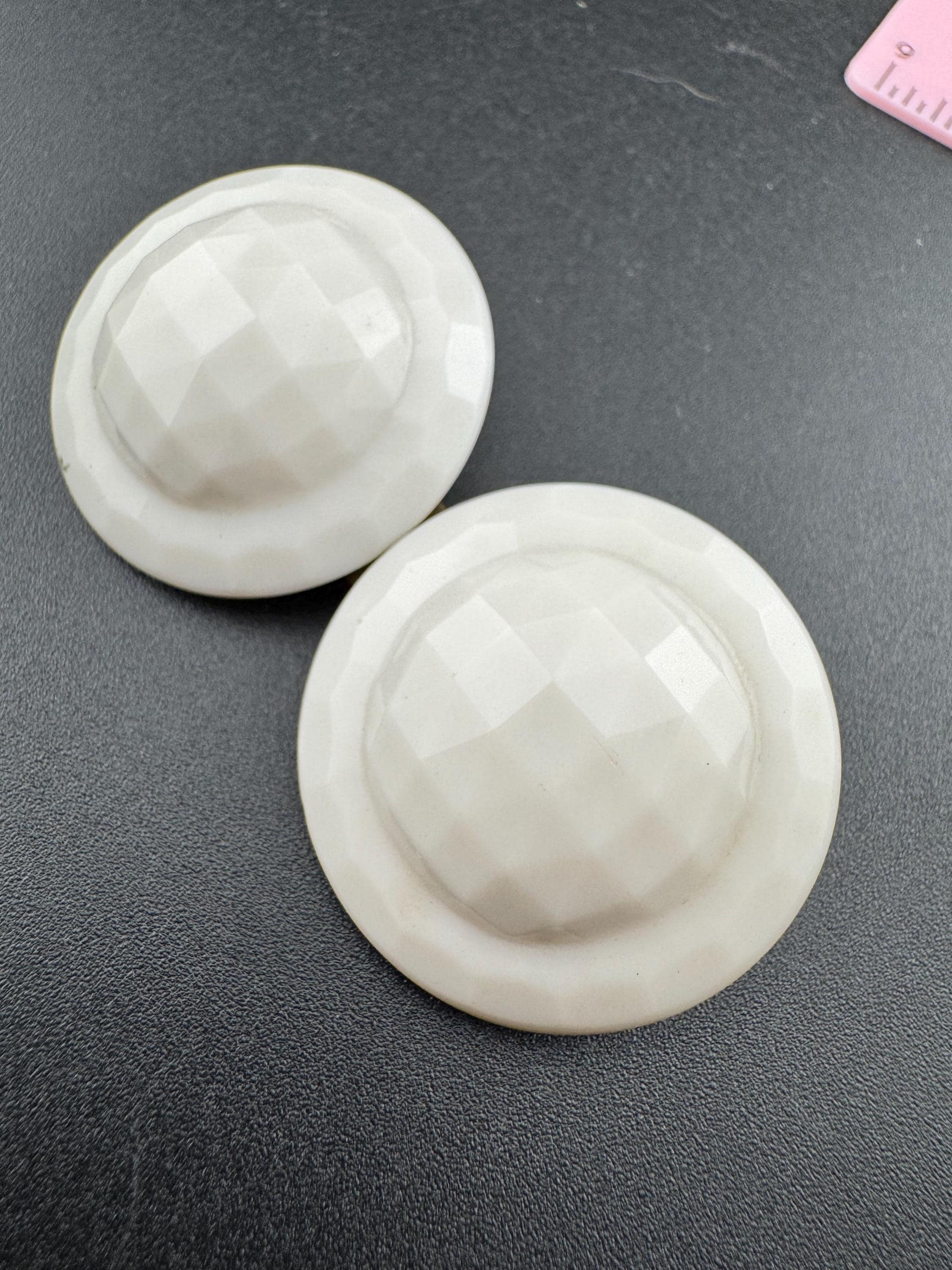 Antique 2 part Czech white faceted Glass Belt Buckle art deco