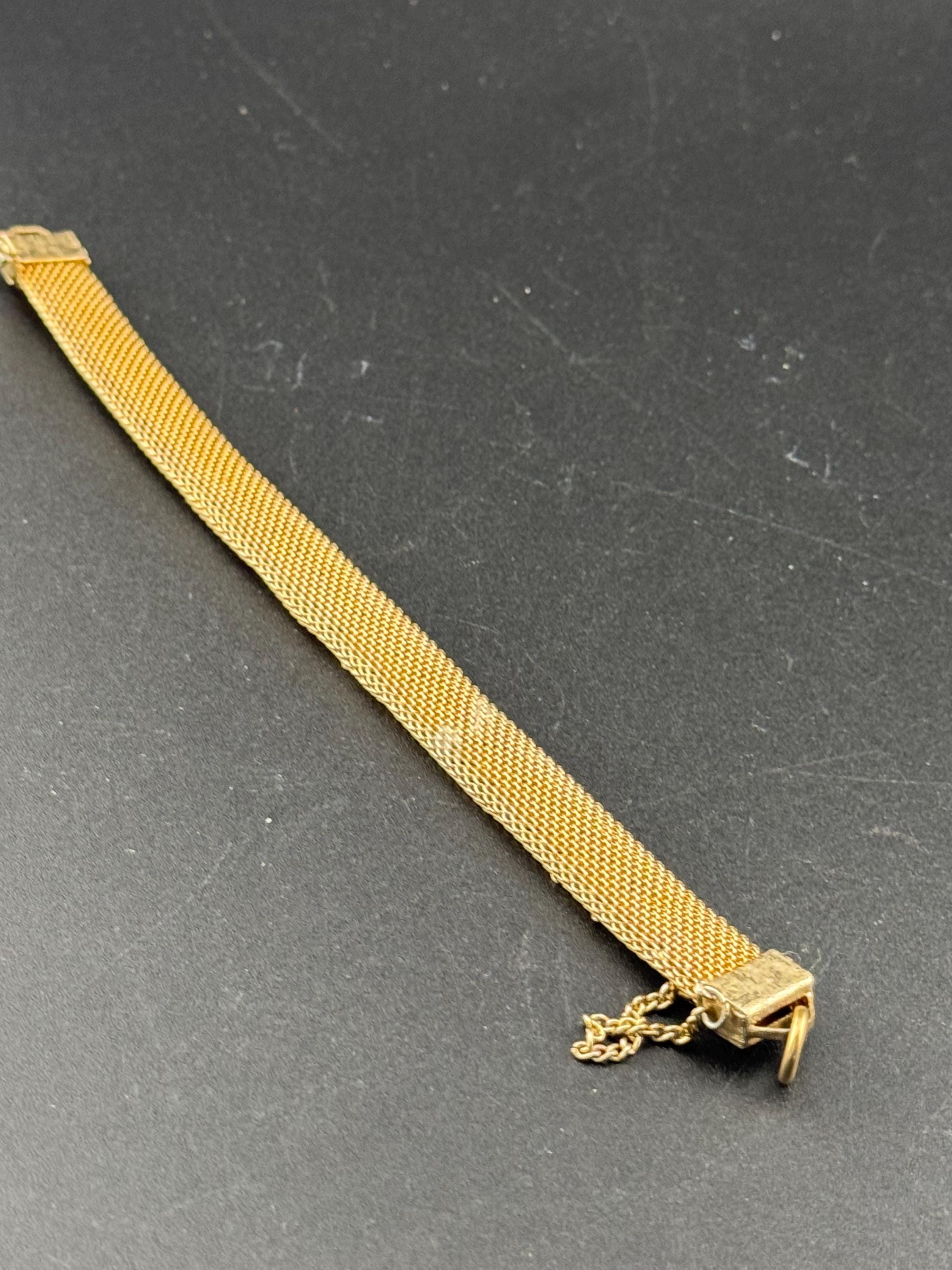 Retro 1970s Italian woven mesh wide gold tone cuff bracelet