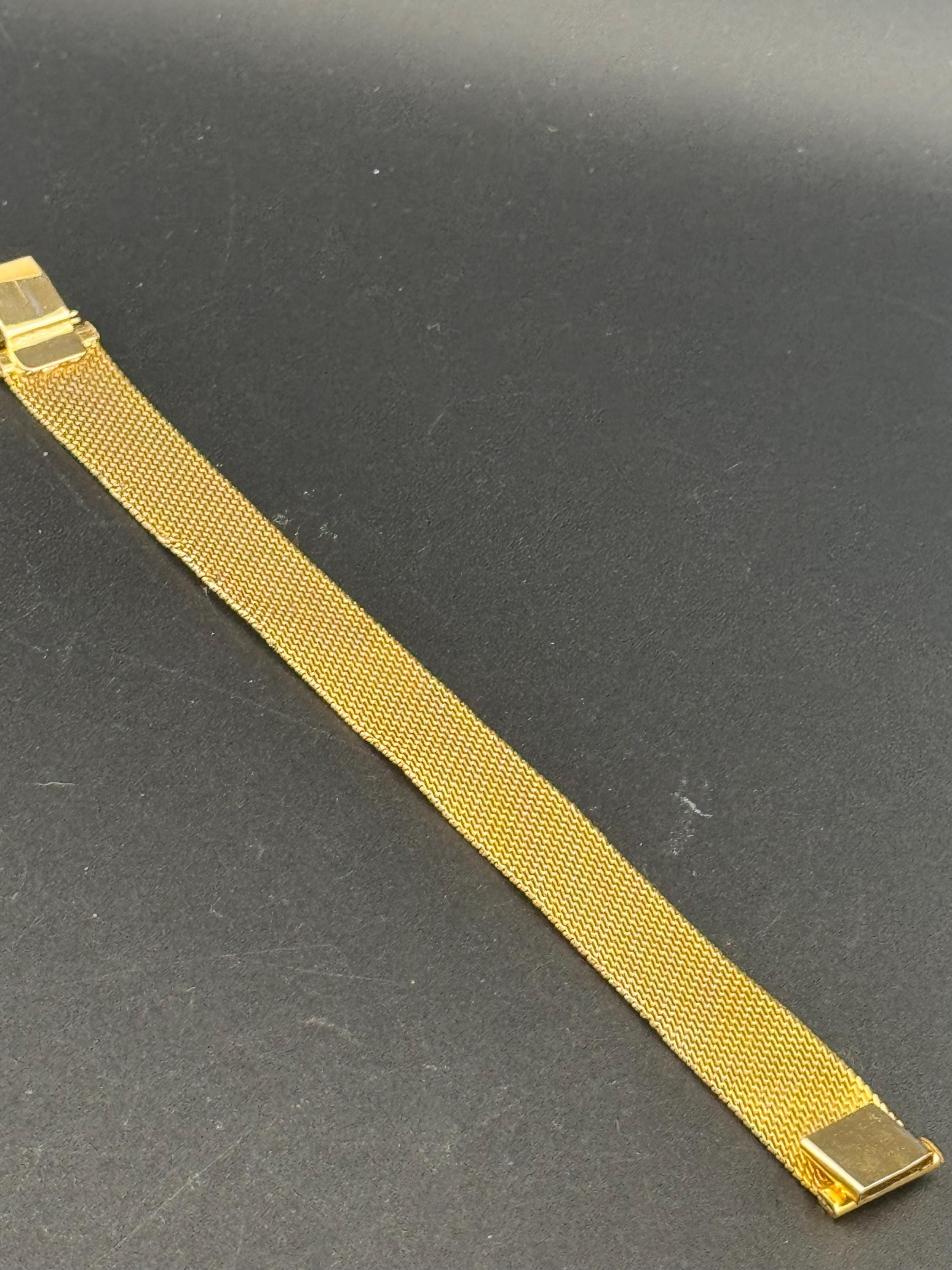 Vintage gold plated modernist slim flat textured mesh bangle bracelet 19cm x 18mm