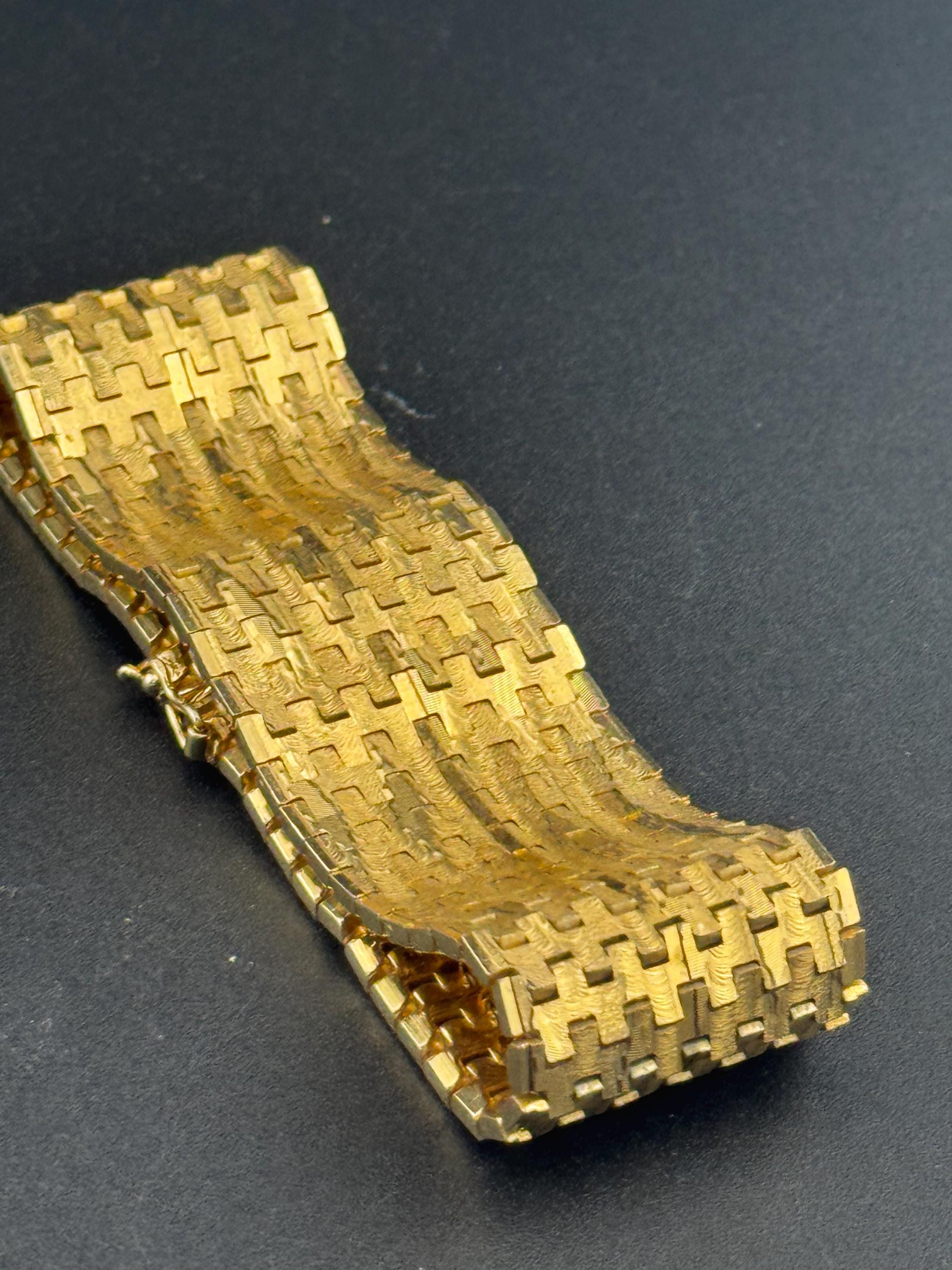 1970s Italian 18k Gold Plated Cuff Bracelet