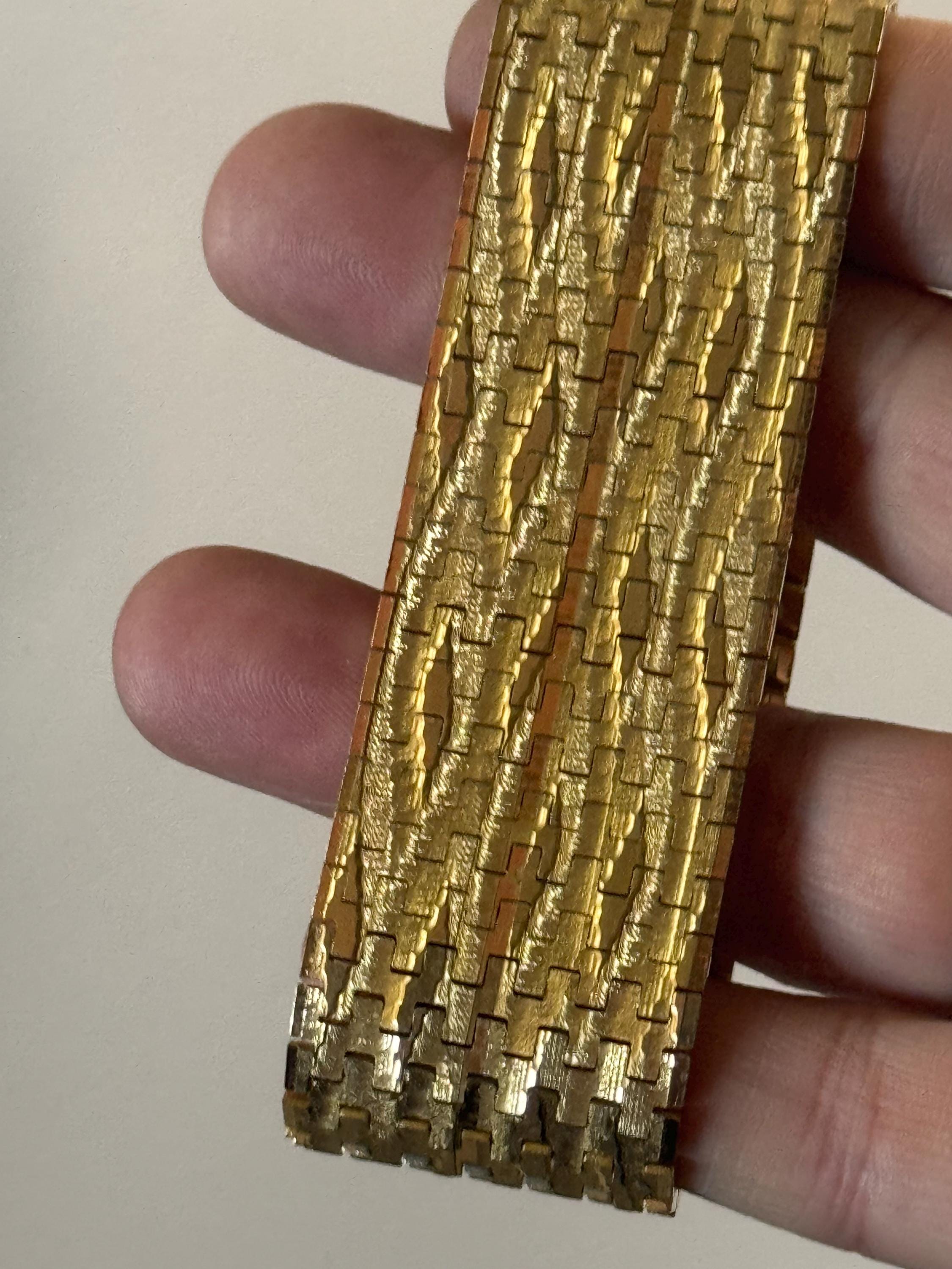 1970s Italian 18k Gold Plated Cuff Bracelet
