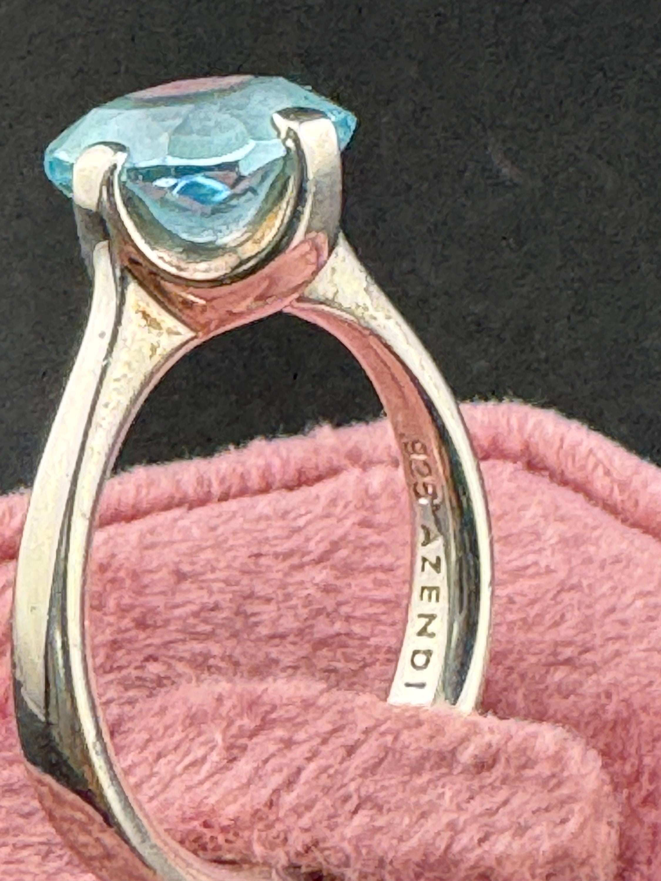 925 sterling Silver & light Blue Topaz Solitaire Ring in a Size O 1/2