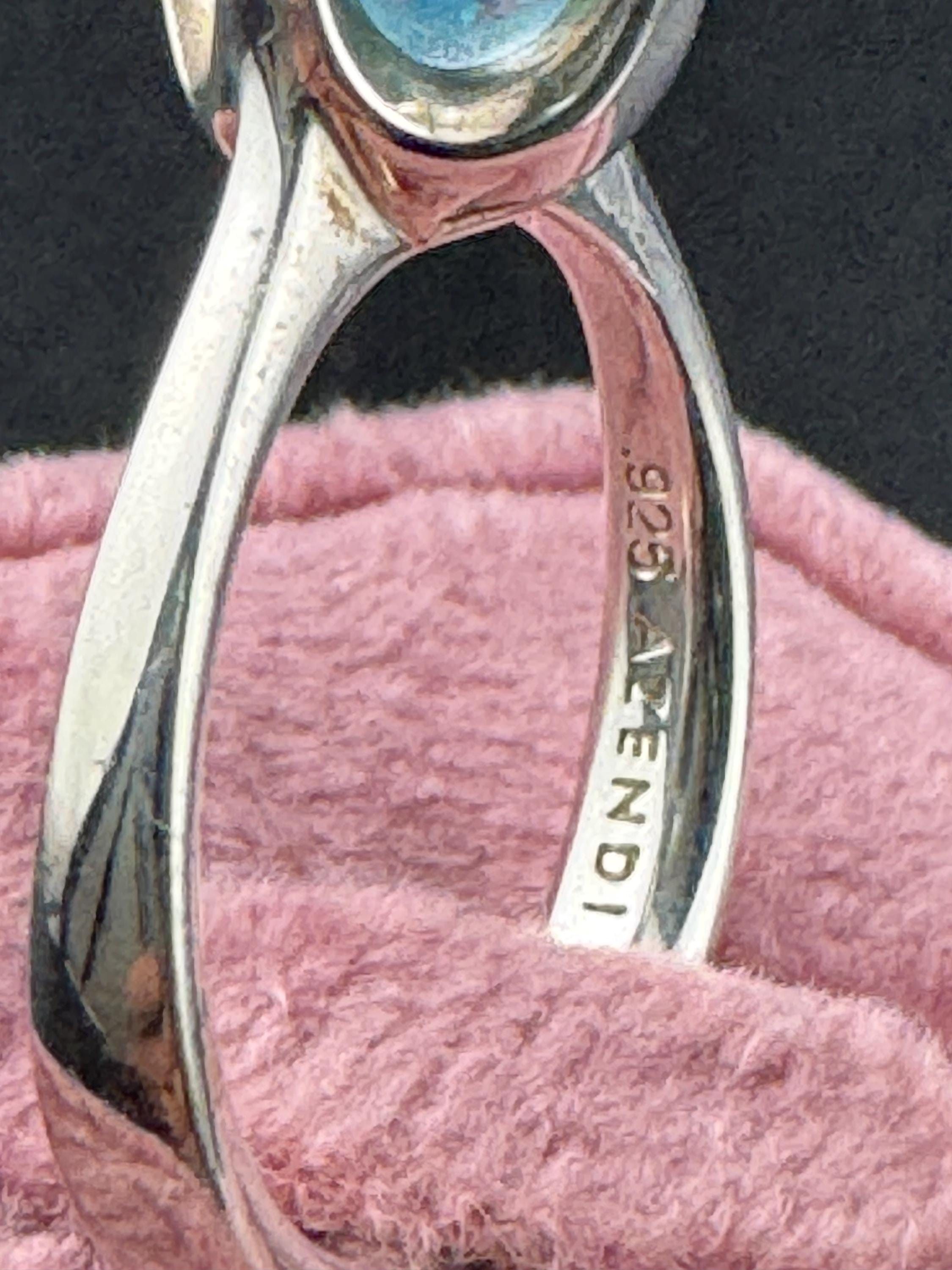 925 sterling Silver & light Blue Topaz Solitaire Ring in a Size O 1/2
