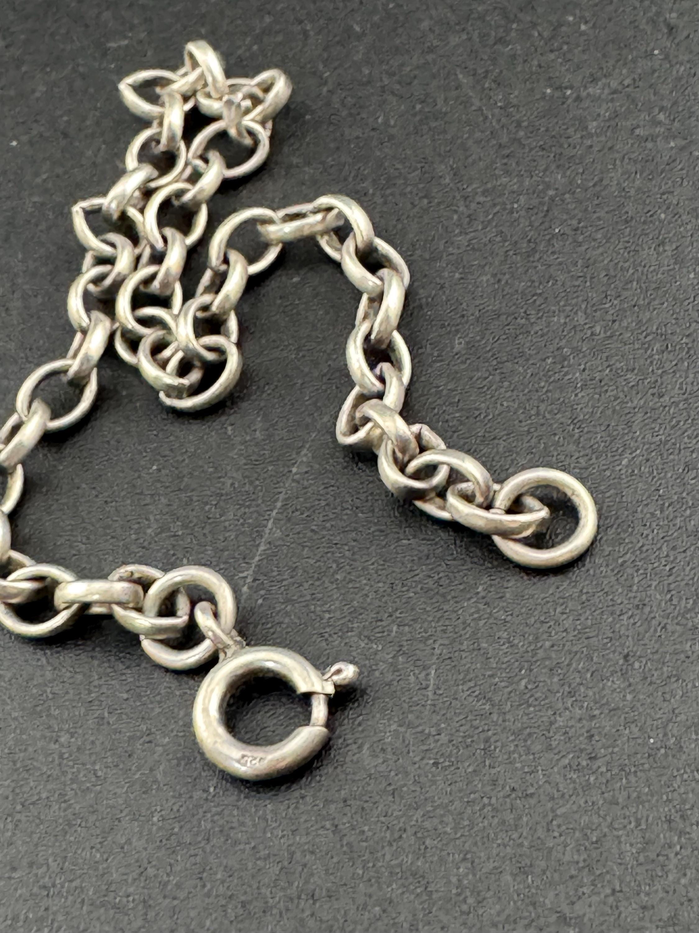 Dainty Retro plain 925 Sterling silver curb chain belcher bracelet 20cm 7.1 grams