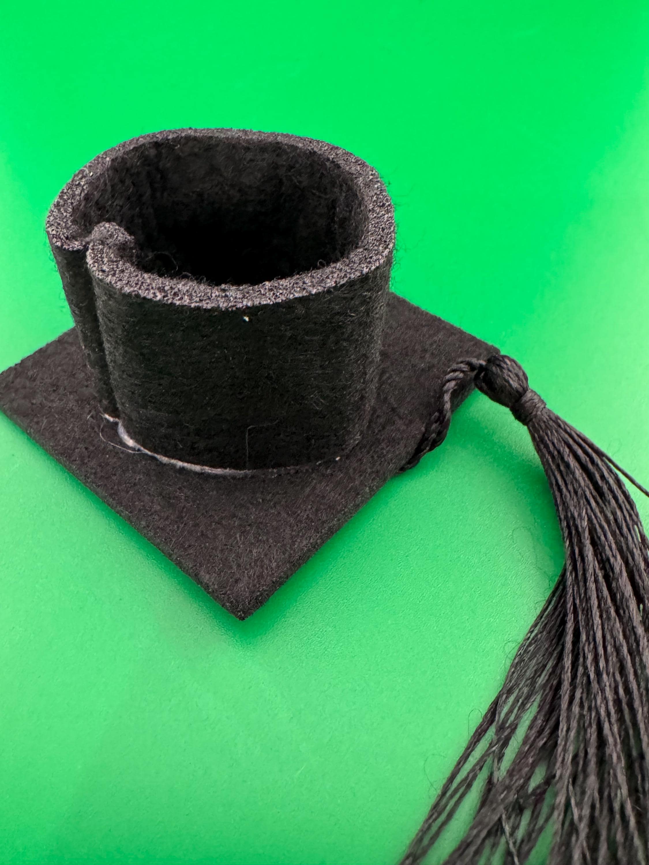 miniature black felt University graduation mortarboard hat cake topper academic cap decoration, dolls hat