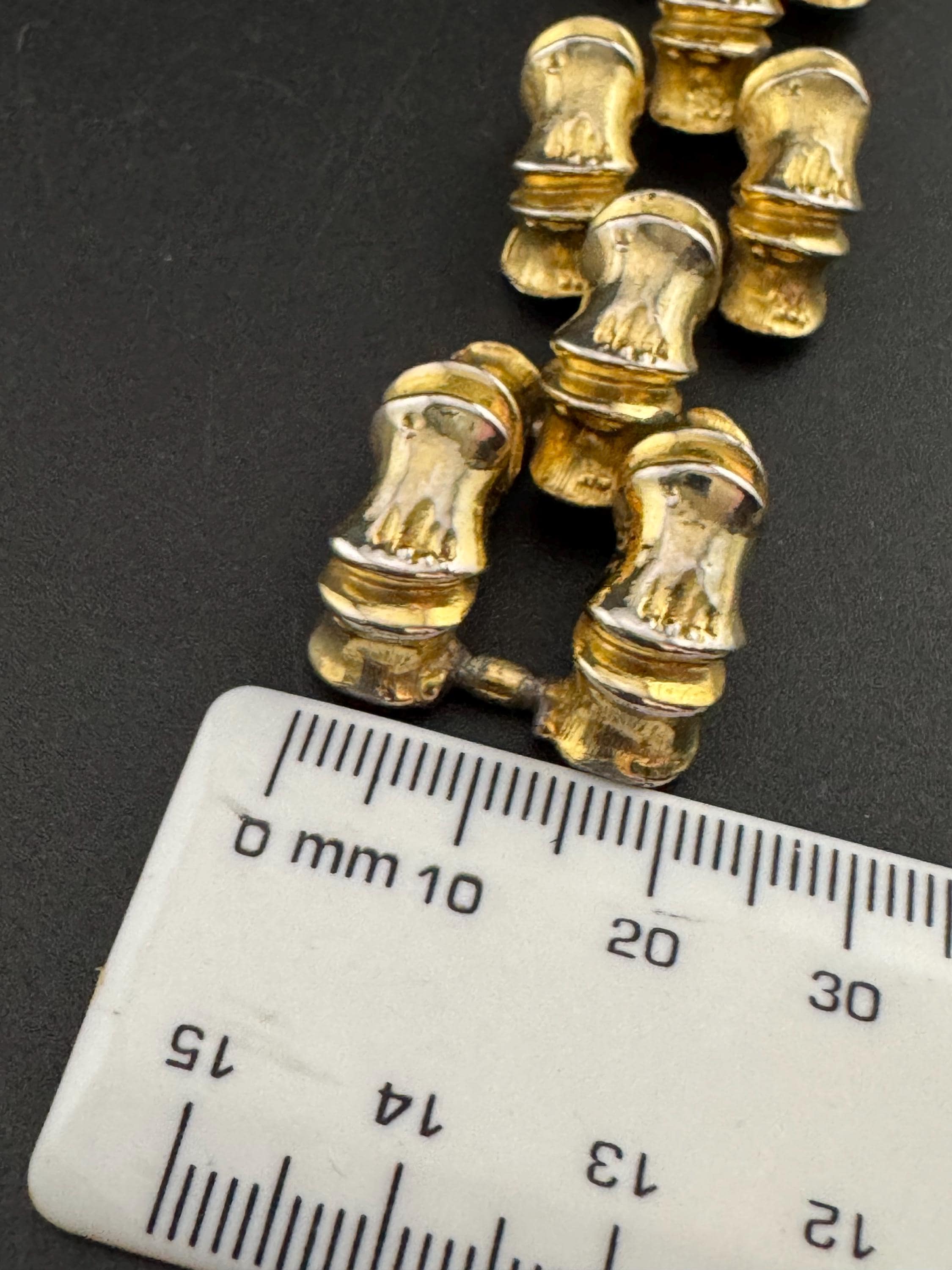 Vintage gold tone modernist chunky bamboo panel link bracelet 19 x 2cm