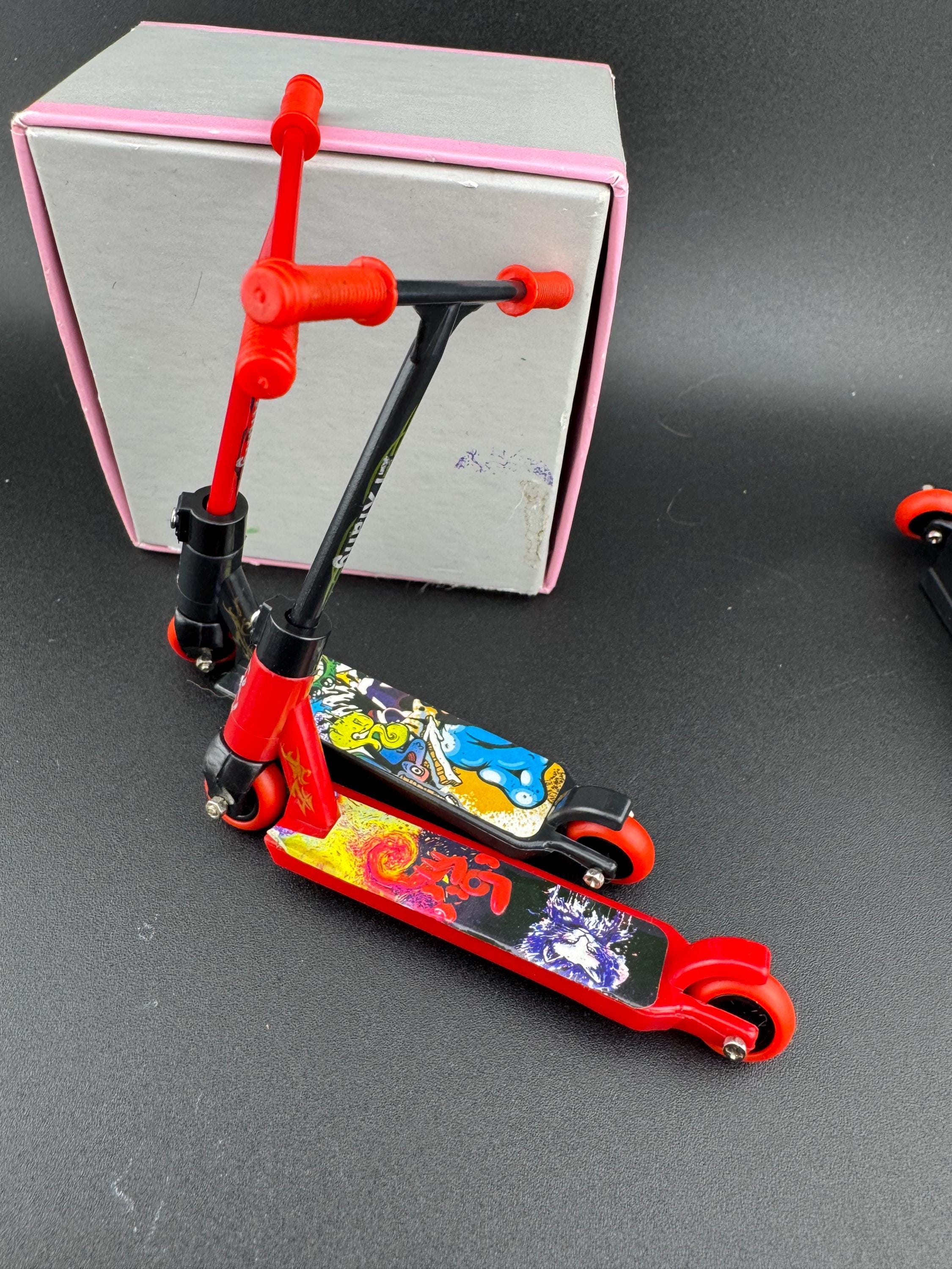 1 piece Miniature red and black scooter cake topper decoration plastic finger operated sports