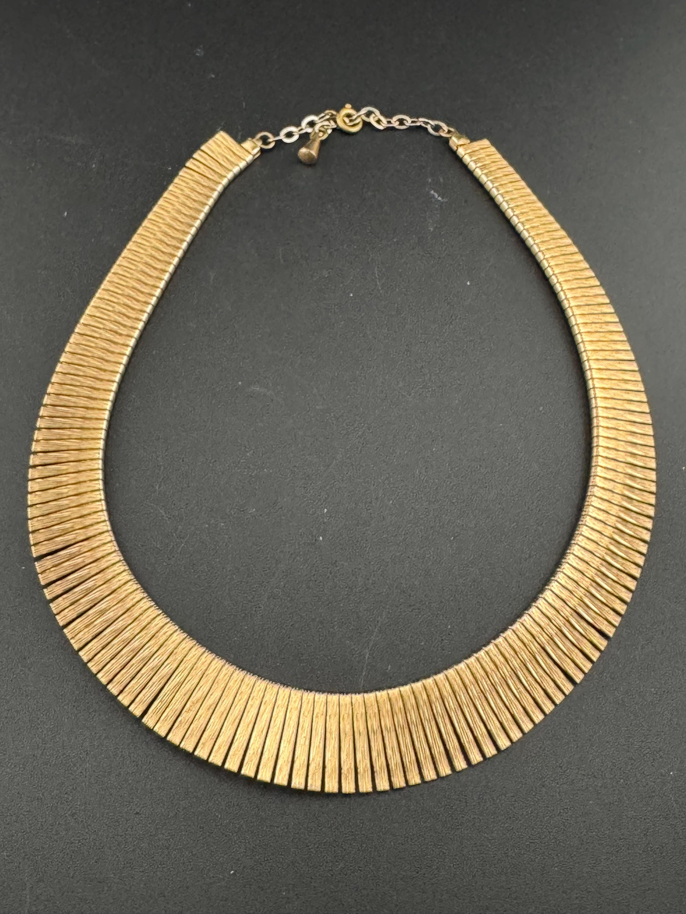 Vintage Egyptian Revival Cleopatra Necklace Wide Link Runway Statement Choker to 43cm