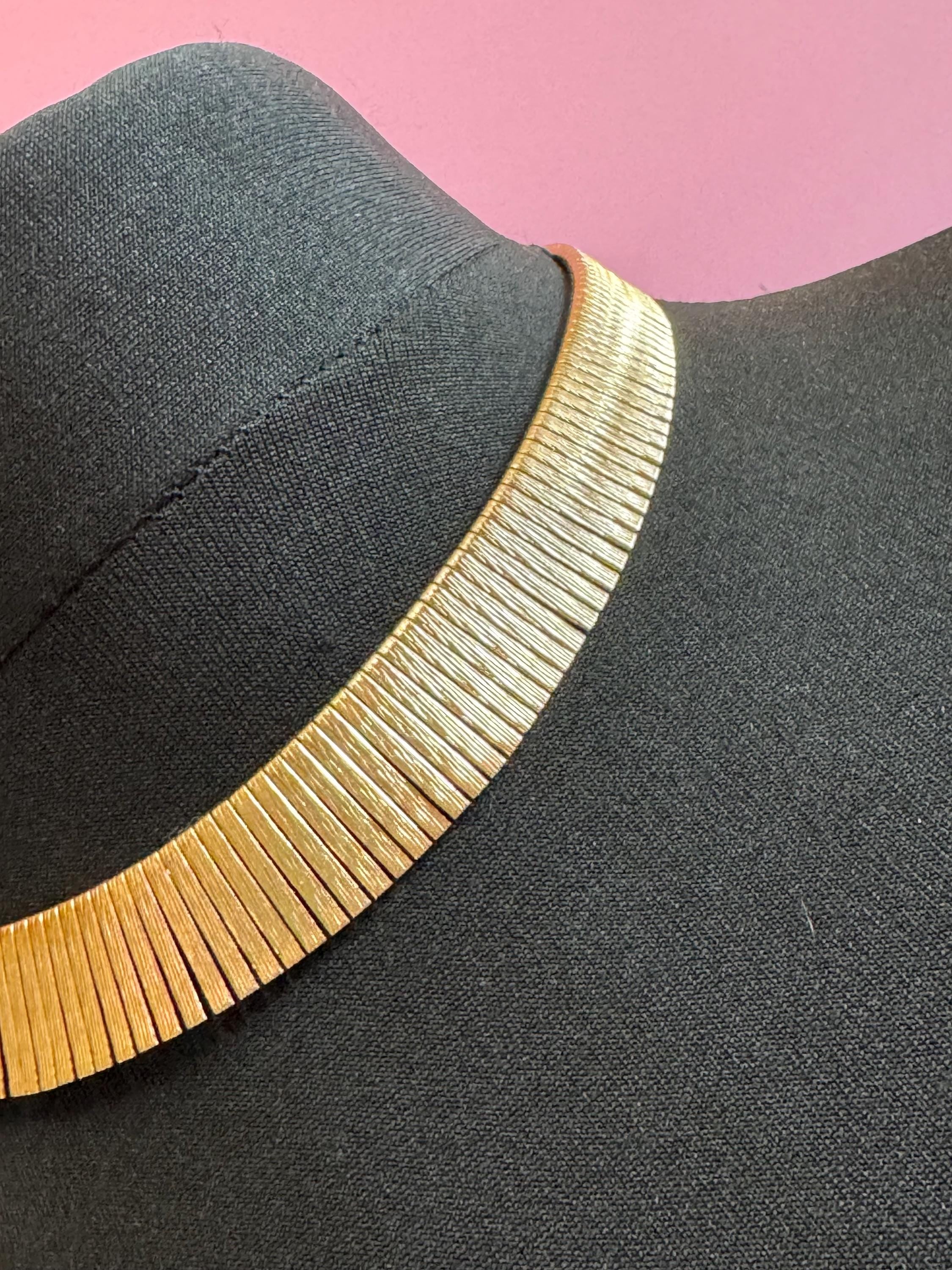 Vintage Egyptian Revival Cleopatra Necklace Wide Link Runway Statement Choker to 43cm