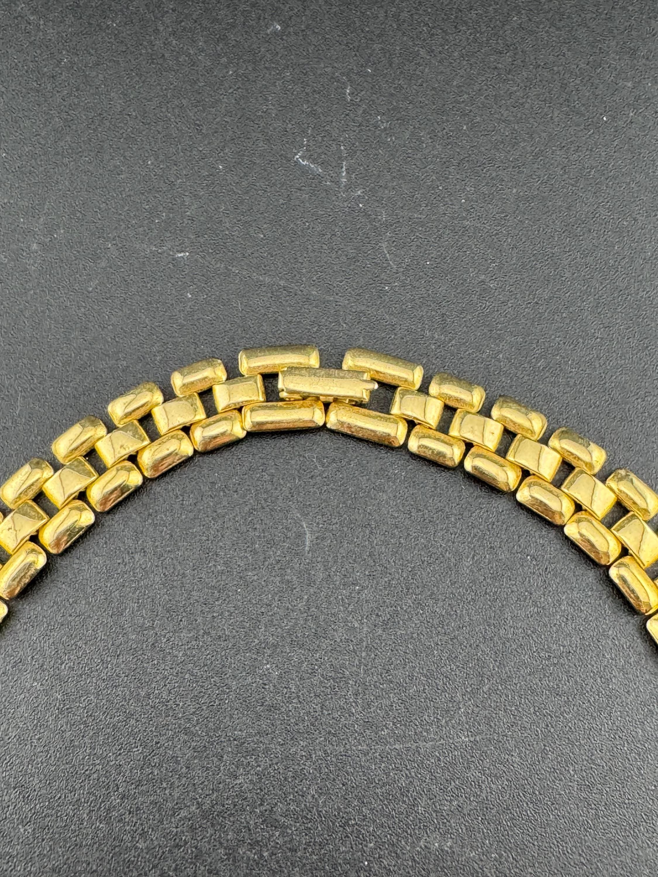 Retro 1980s slim panther link gold tone choker necklace