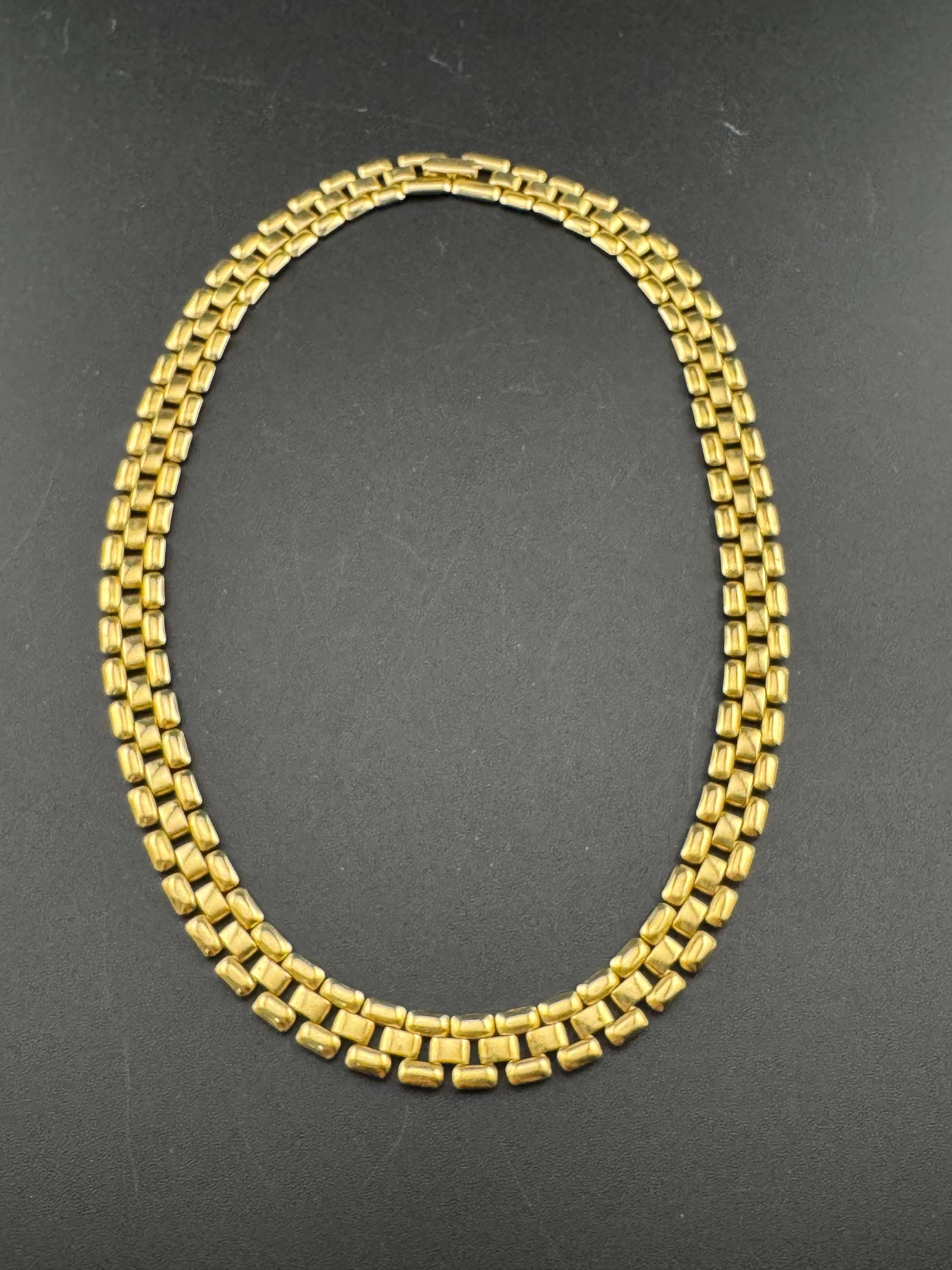 Retro 1980s slim panther link gold tone choker necklace