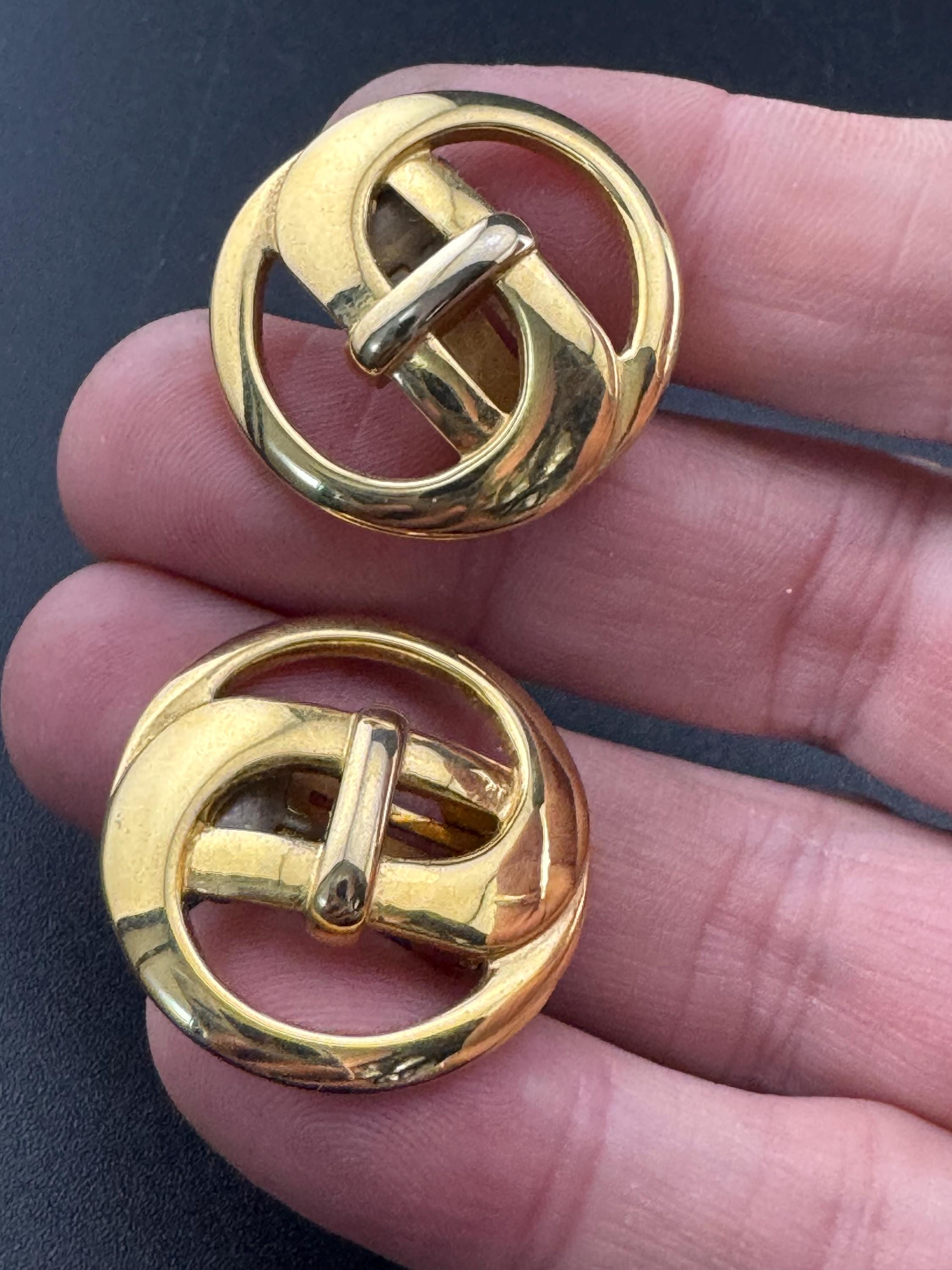 Vintage Retro 1980s oversized gold tone high end pierced large stud Earrings