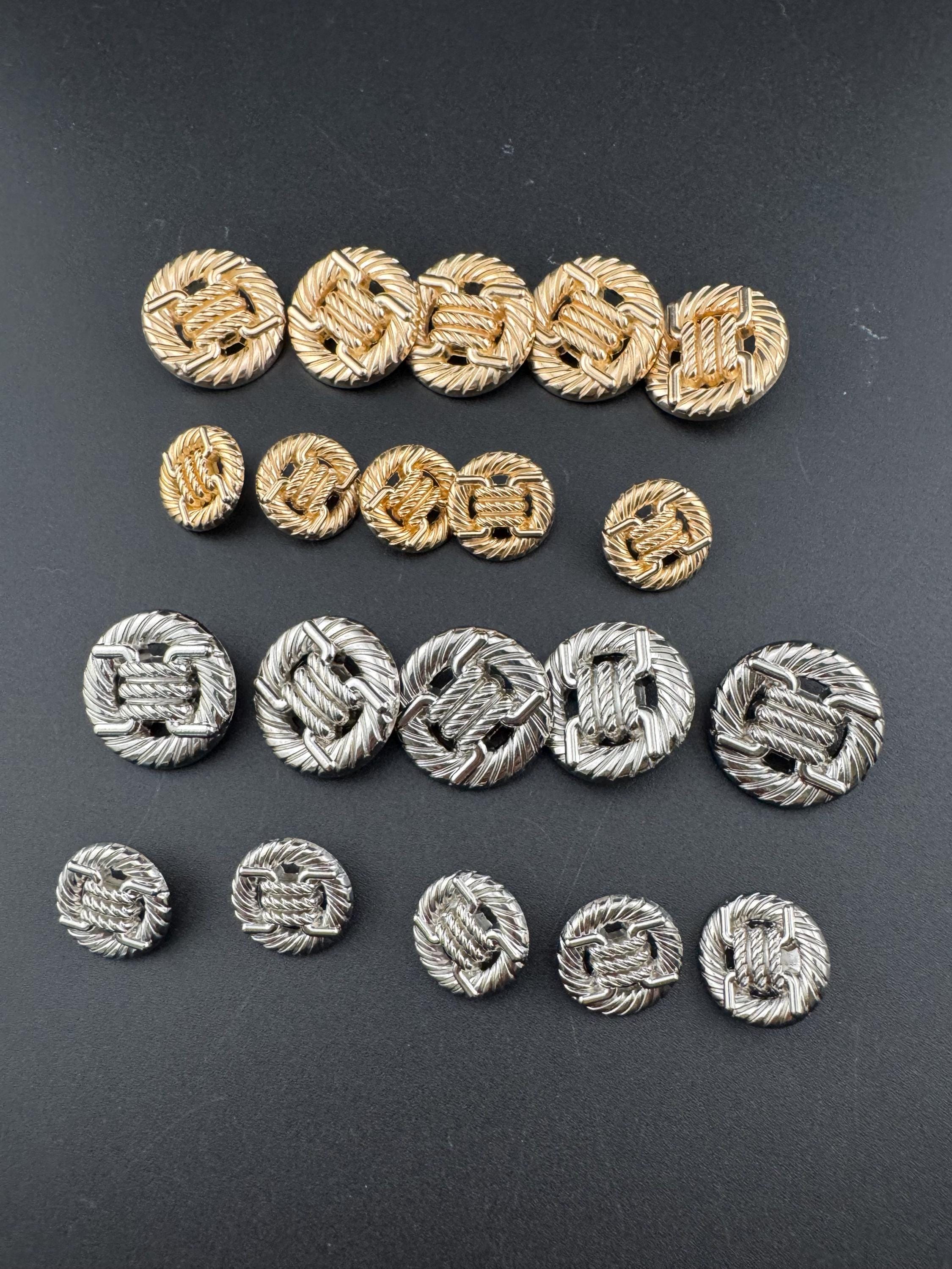 pack of 5 silver and gold tone 18mm and 25mm nautical rope buttons with metal shanks, seaside sewing style choose your finish / size
