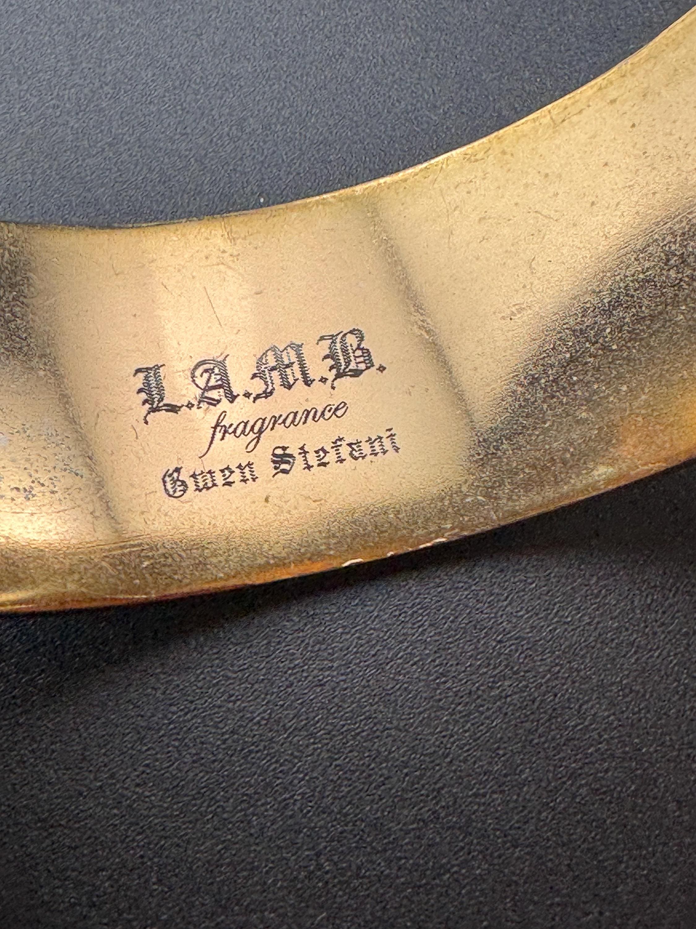 Signed gwen stifani LAMB perfume  gold black and off white enamel  wide bangle bracelet 2.5cm