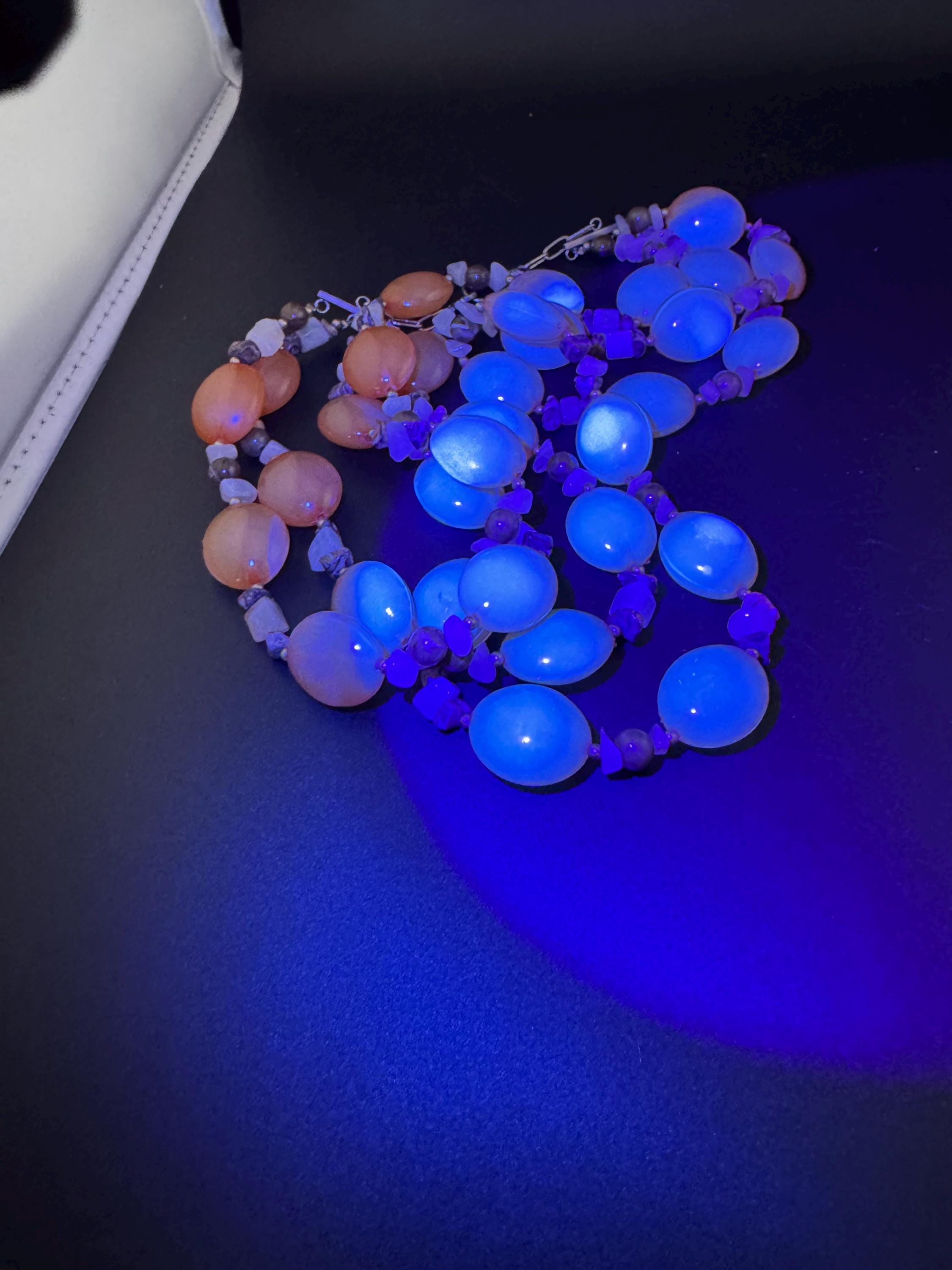 Vintage orange natural gemstone set beaded 3 row multistrand necklace
