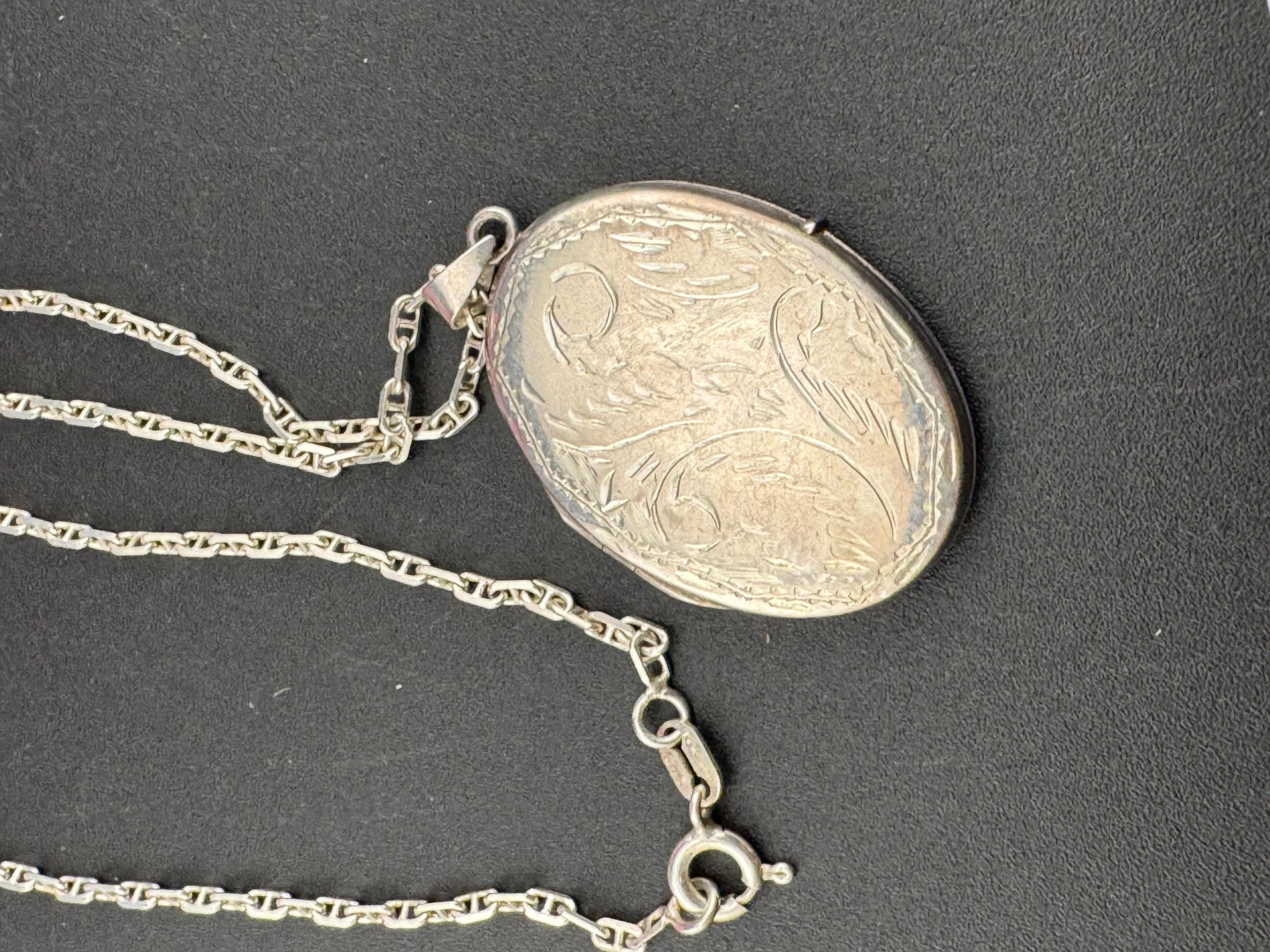 Vintage Engraved Photo Locket: 925 Silver Memorial Keepsake