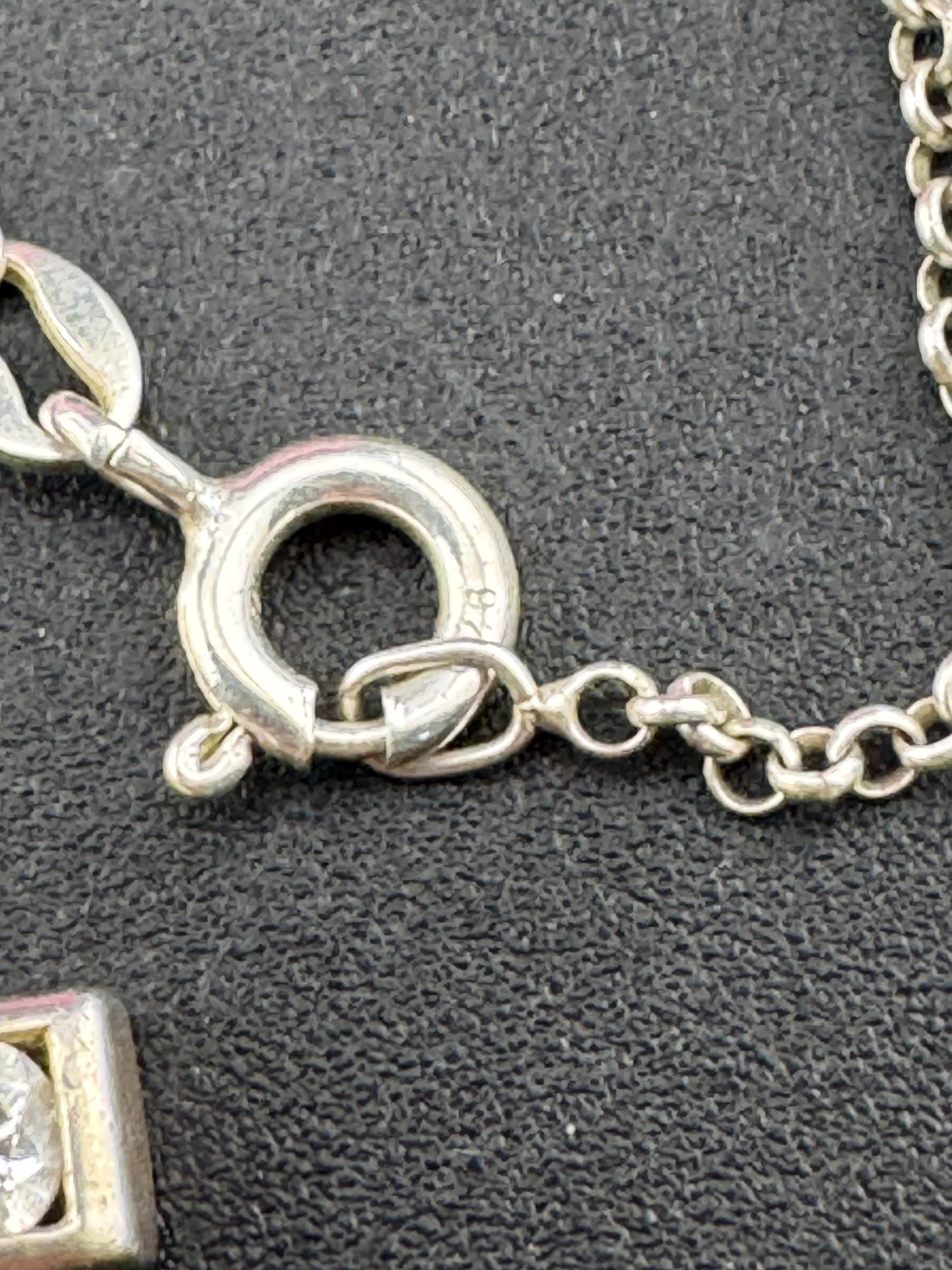 925 Sterling silver religious clear diamanté gem set cross pendant necklace on a 46 cm chain