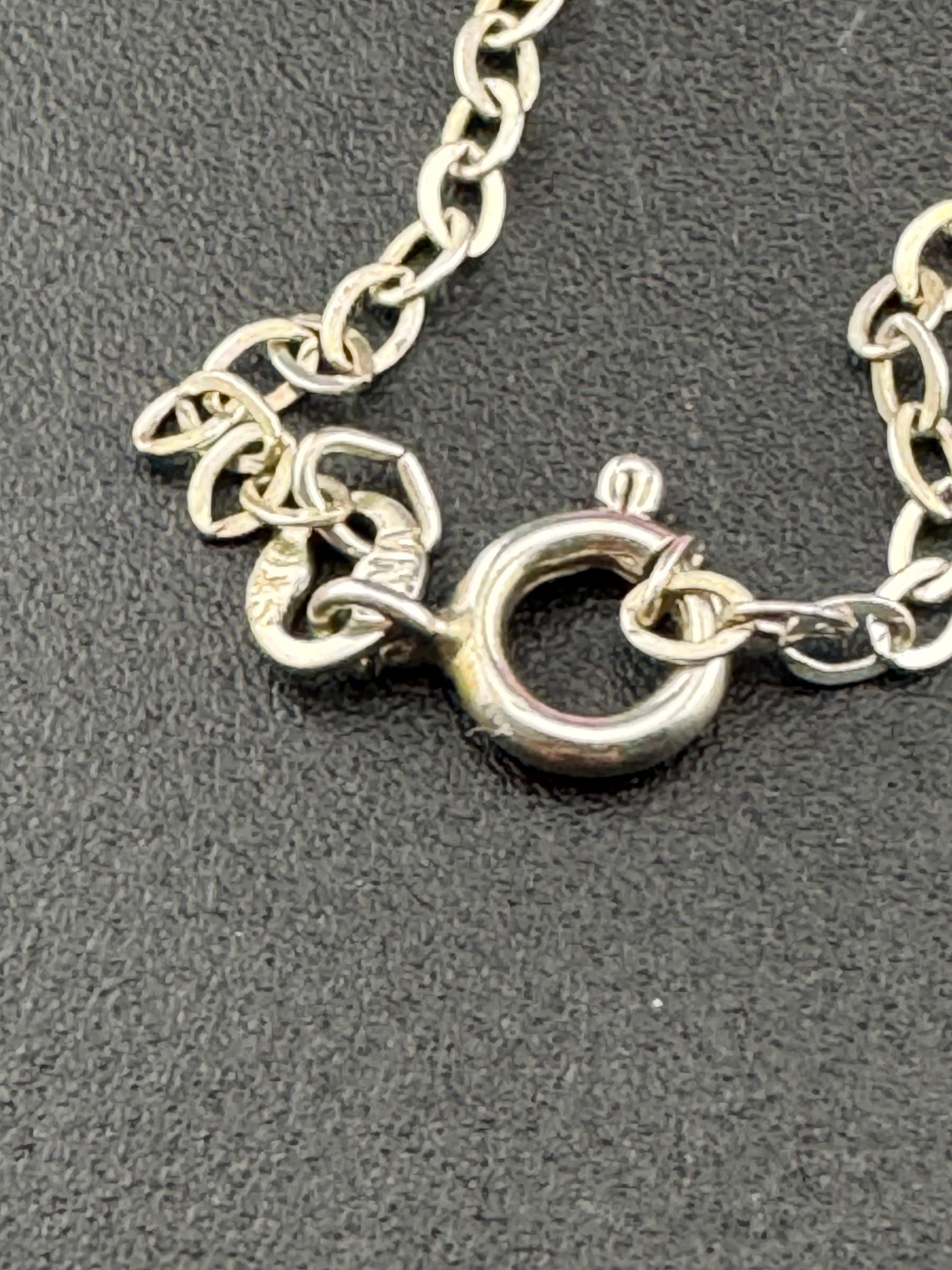 Vintage snowdrop Scottish thistle 925 Sterling Silver modernist flower pendant necklace on 60cm chain TB letter D