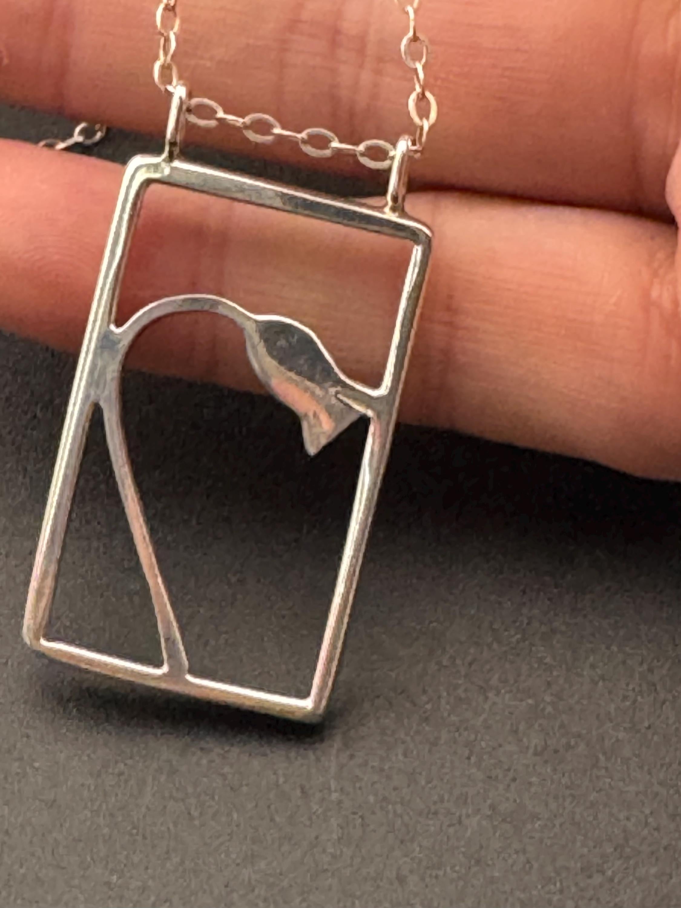 Vintage snowdrop Scottish thistle 925 Sterling Silver modernist flower pendant necklace on 60cm chain TB letter D
